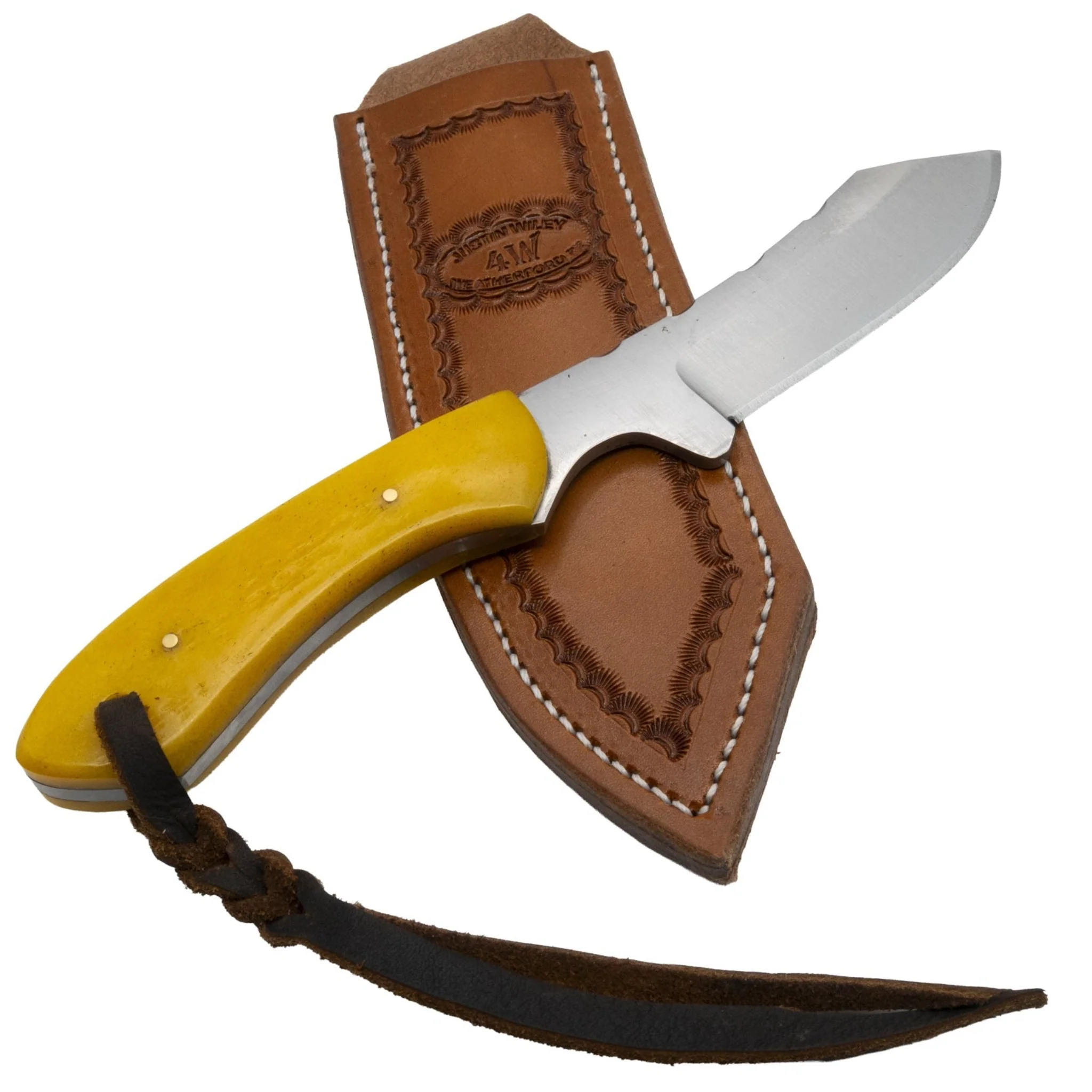 Justin Wiley Handmade Yellow Handle Camp Knife - Image 2