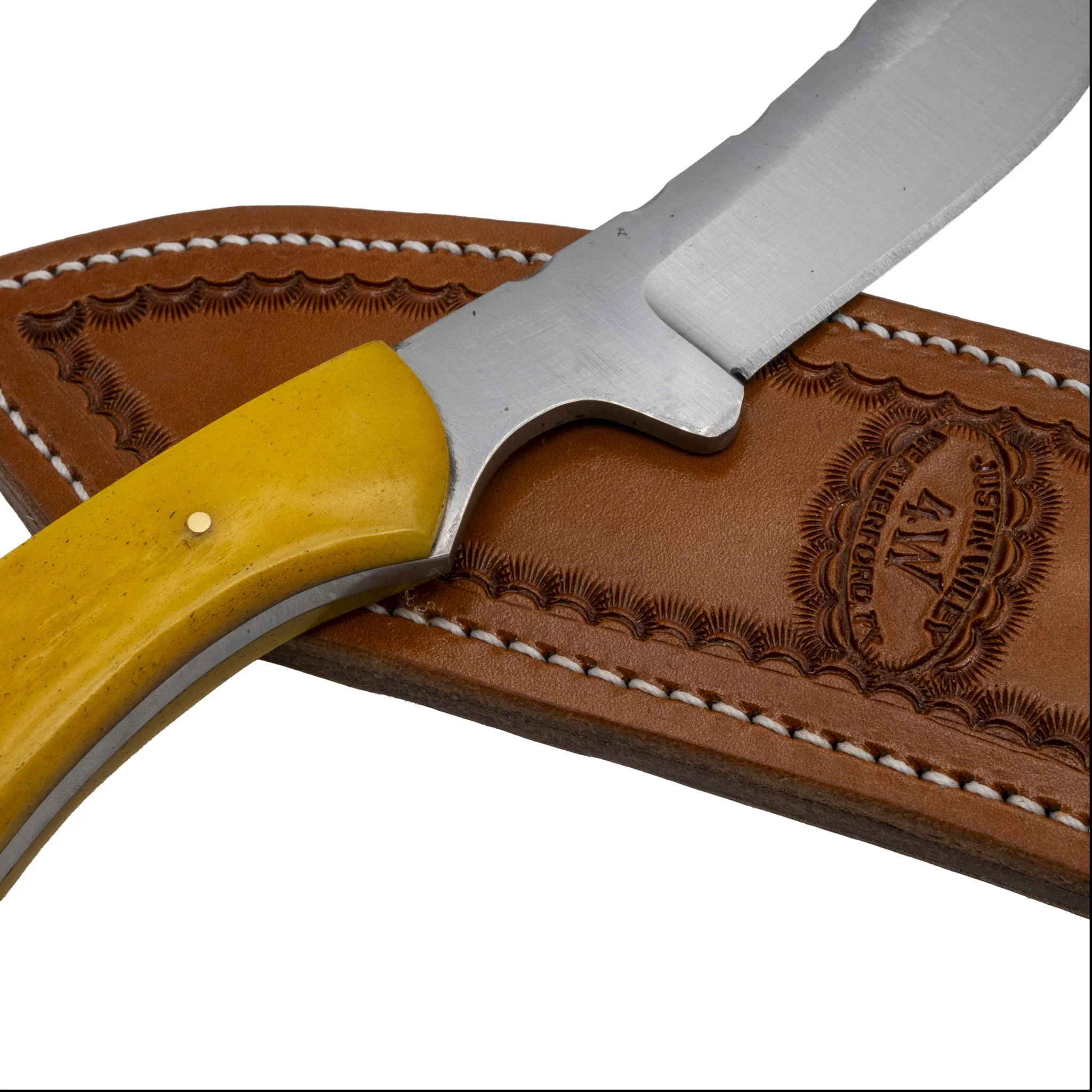 Justin Wiley Handmade Yellow Handle Camp Knife - Image 4