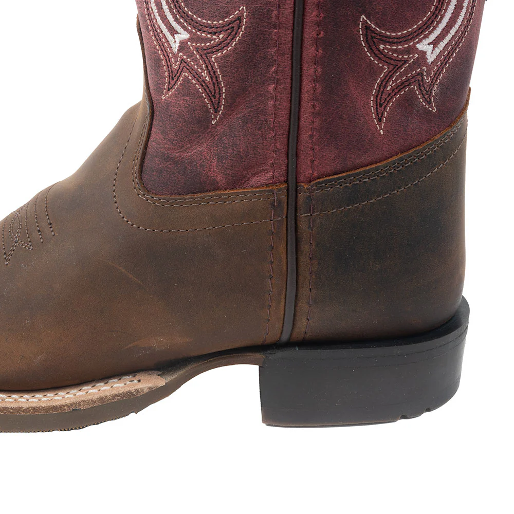 Old West Kid's Brown Leather Boot - Image 3