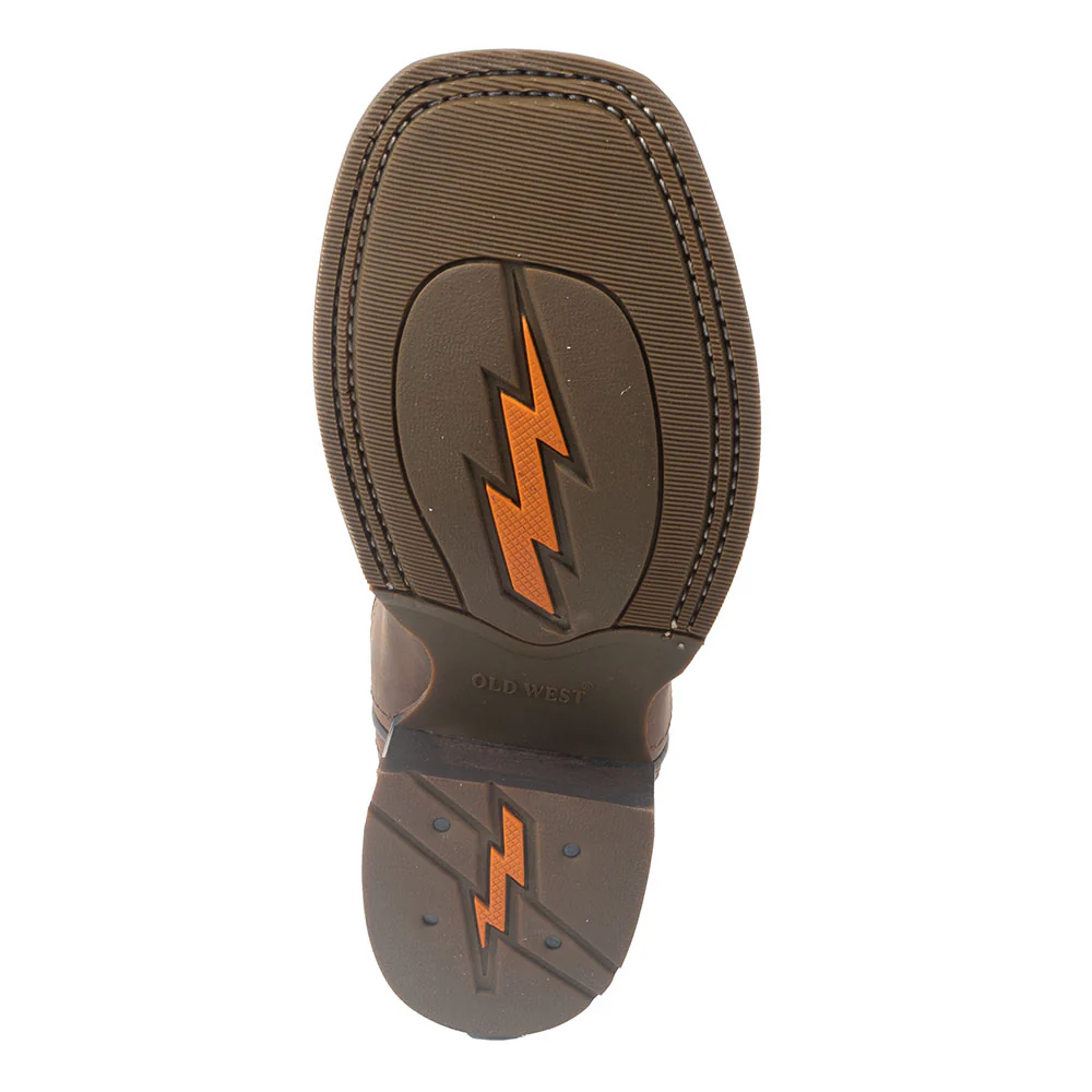 Old West Kid's Brown Leather Boot - Image 5