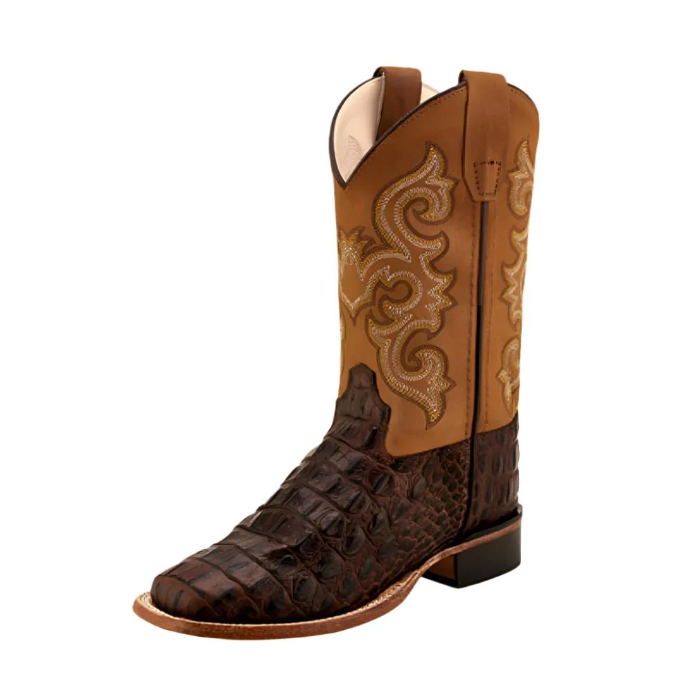 Old West Boy's Faux Brown Gator Boots