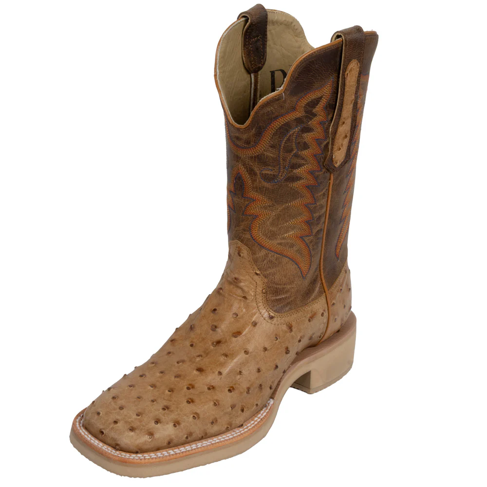 R. Watson Men's Antique Saddle Full Quill Ostrich, Crepe Sole Square Toe
