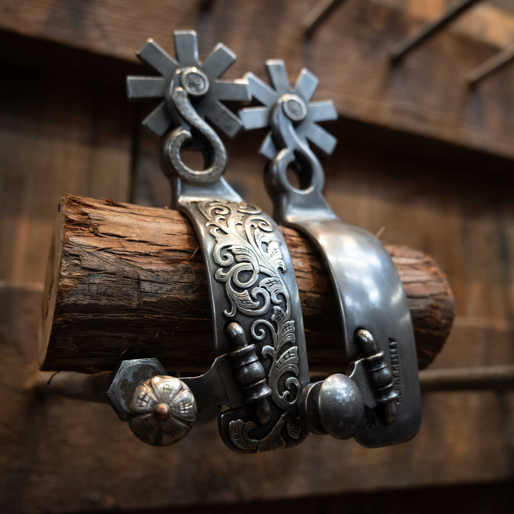 Kerry Kelley Silver Mounted 8pt Spurs - Image 2