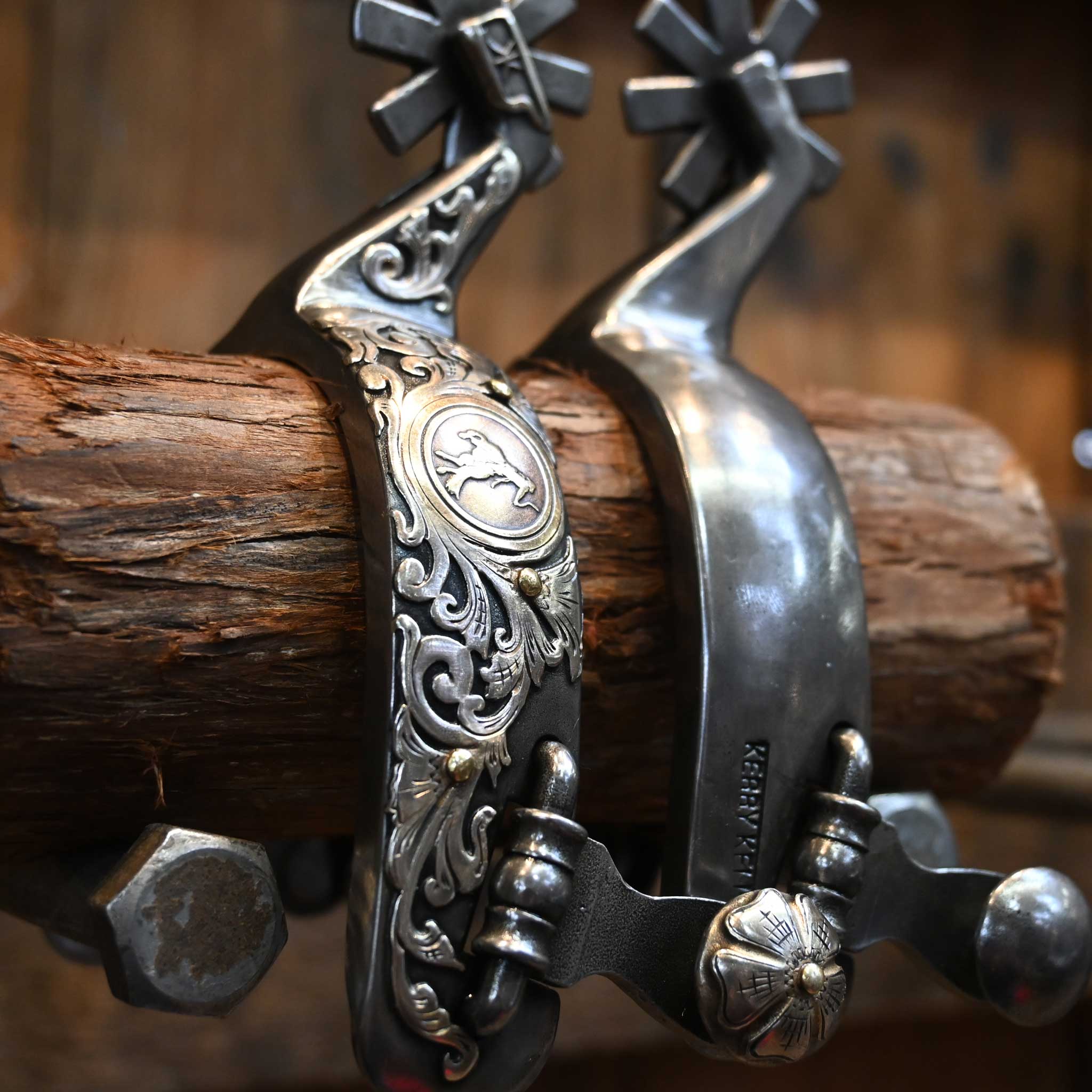 Kerry Kelley Silver Mounted 8pt. Spurs - Image 2