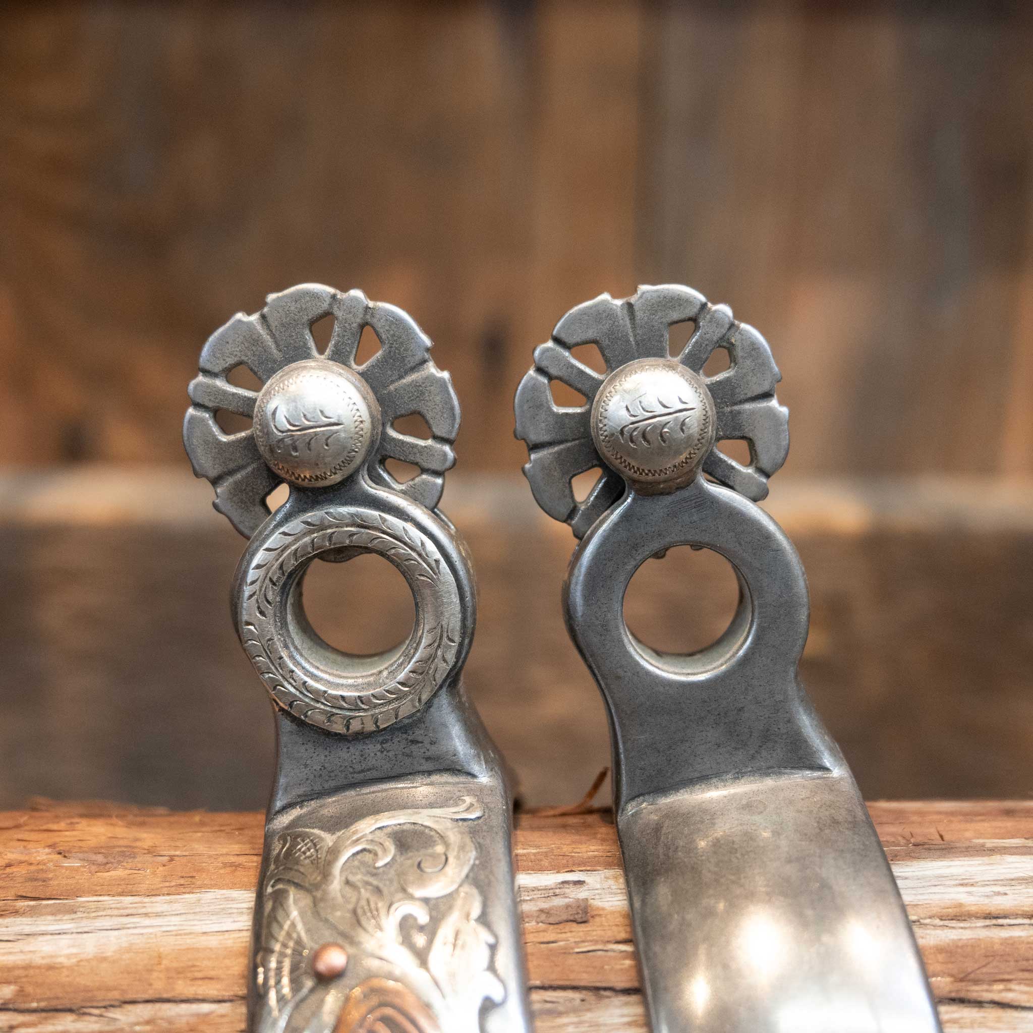 Silver Mounted Kerry Kelley Teal Spurs - Image 3