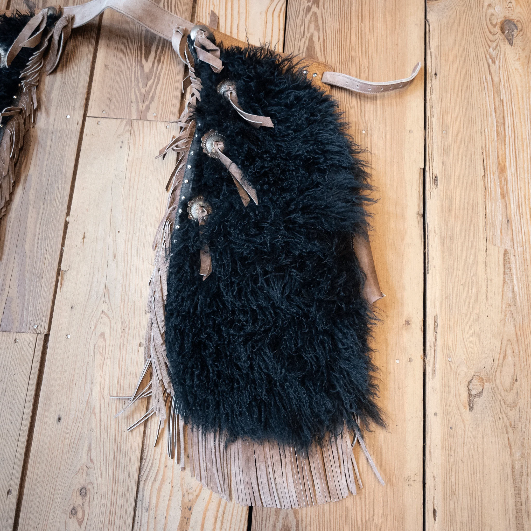 Kid's Black Woolies Batwings with Tassels - Image 3