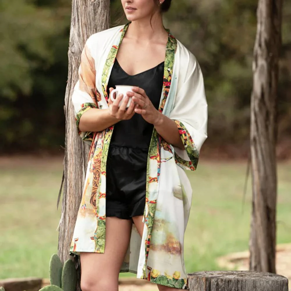 Fringe Scarves "Haute Horse" Kimono Robe - Image 2
