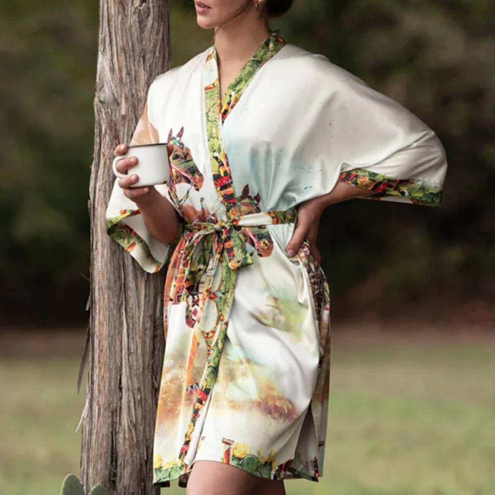 Fringe Scarves "Haute Horse" Kimono Robe - Image 4
