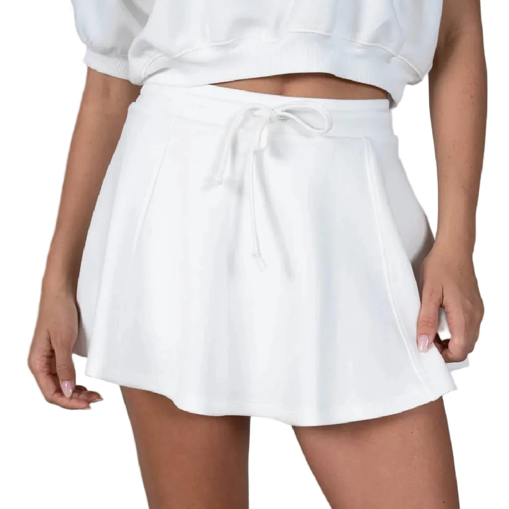 Knit Neoprene Ivory Skater Skort