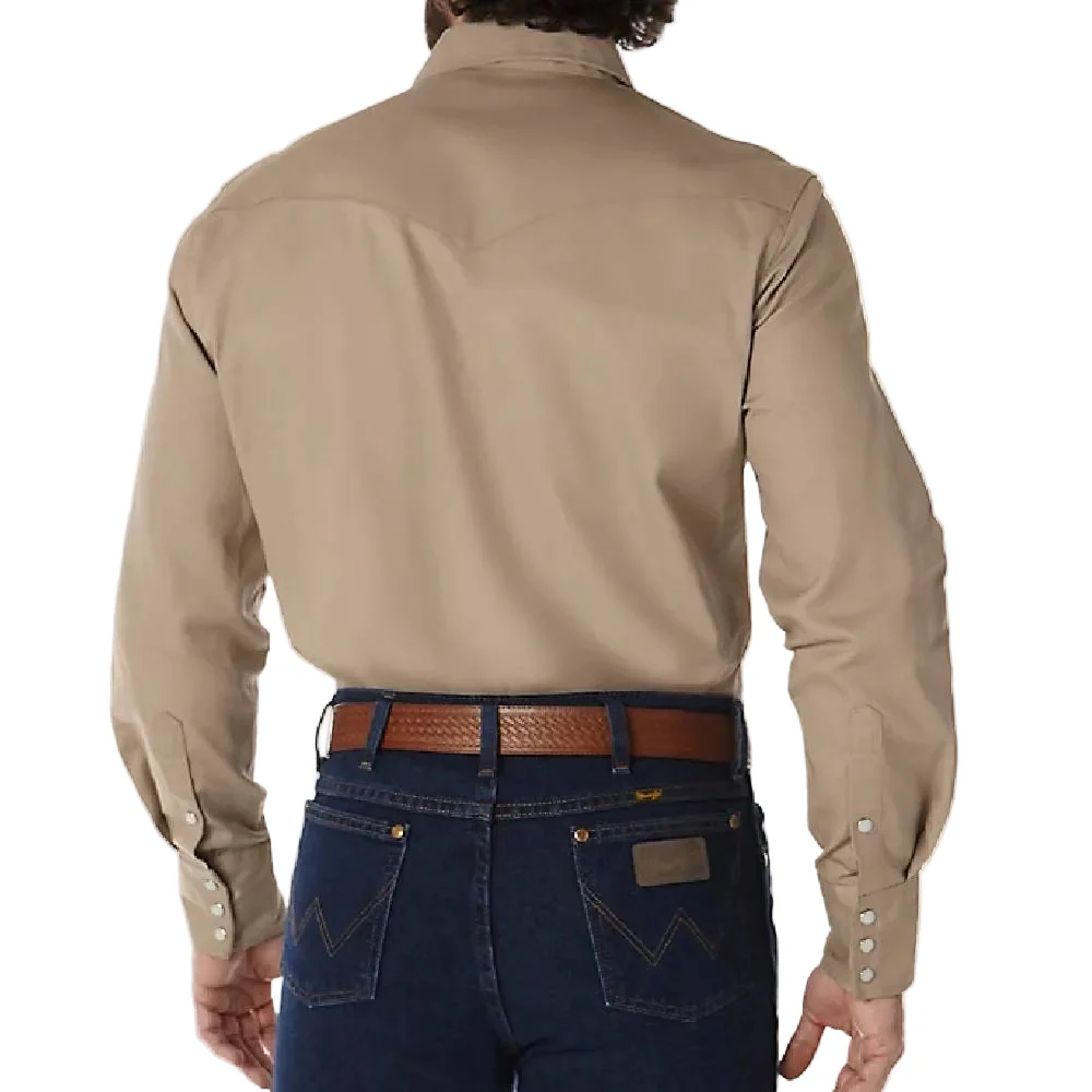 Wrangler Solid Khaki Snap Work Shirt - Image 2