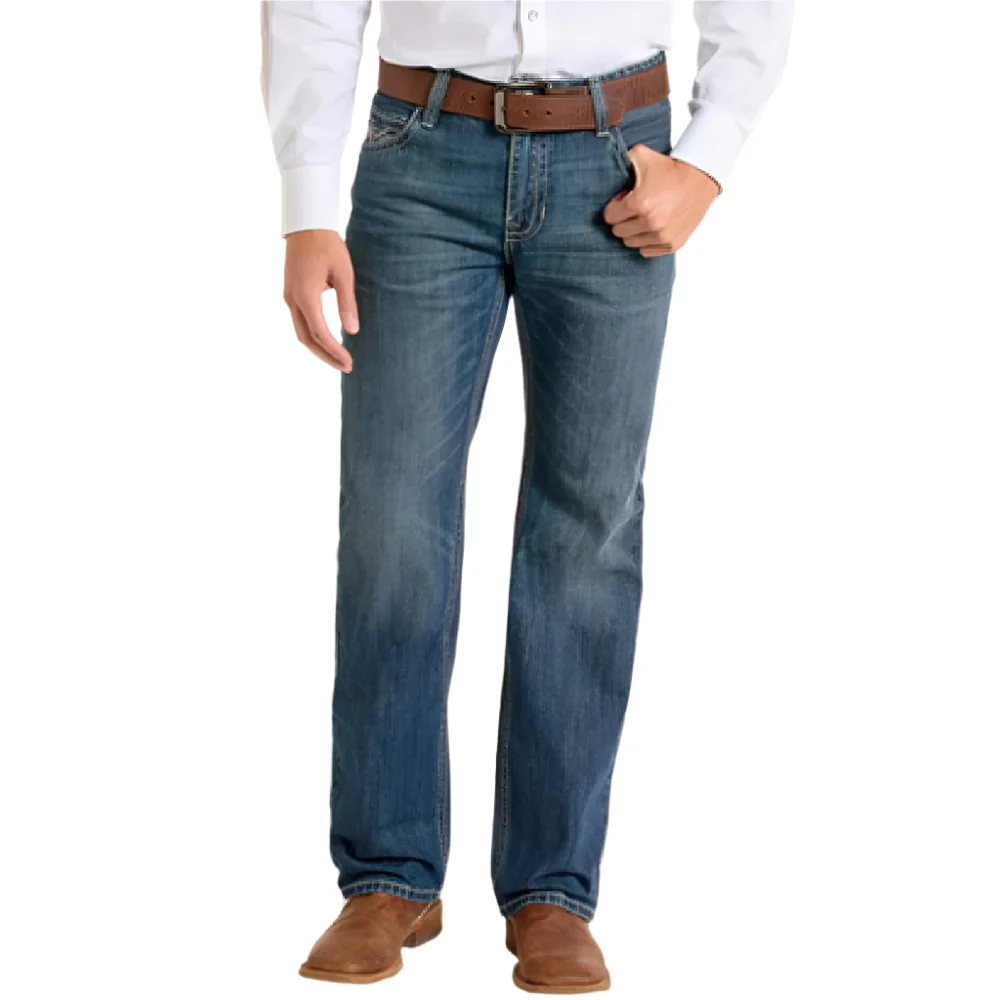 Rock & Roll Denim Men's Ladder Stitch Double Barrel Straight Boot Jeans