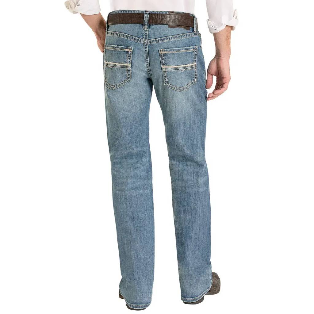 Rock & Roll Denim Men's Ladder Stitch Embroidered Double Barrel Straight Leg Jean
