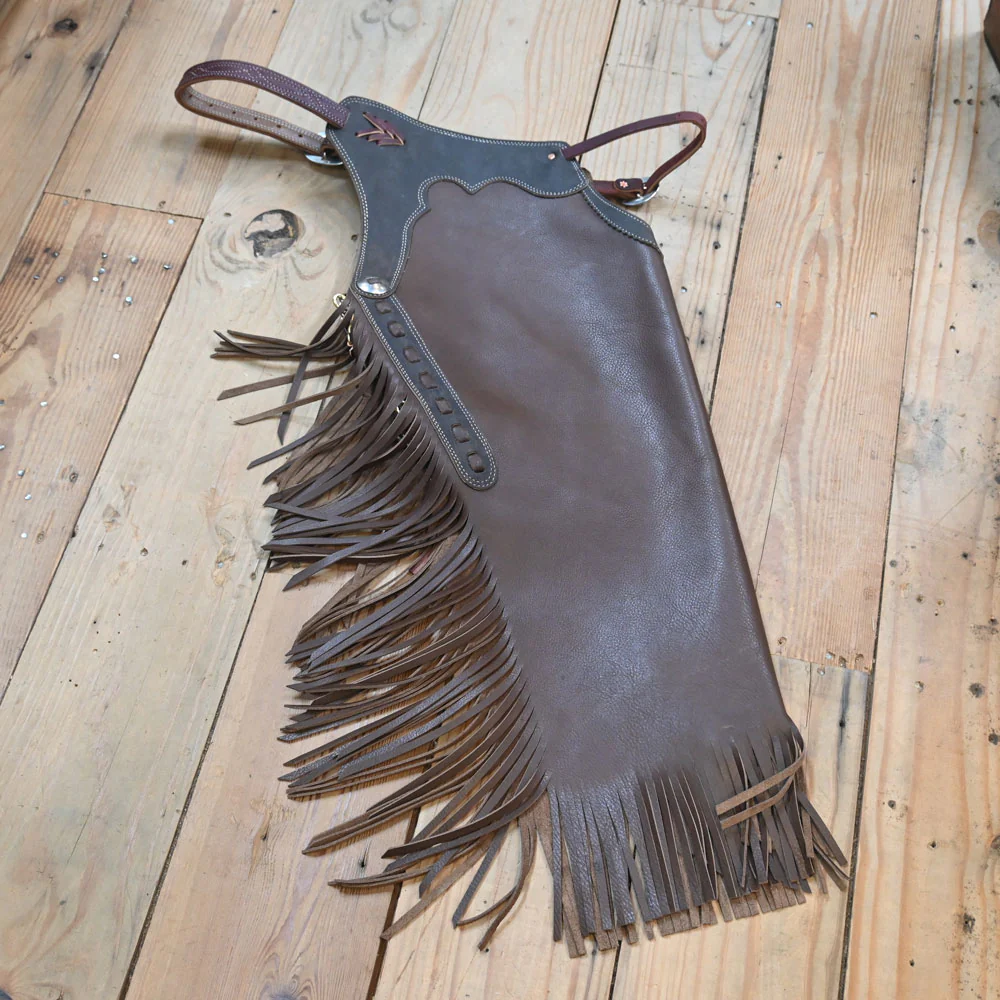 Large Dark Chocolate Slick Leather Chinks - Image 2