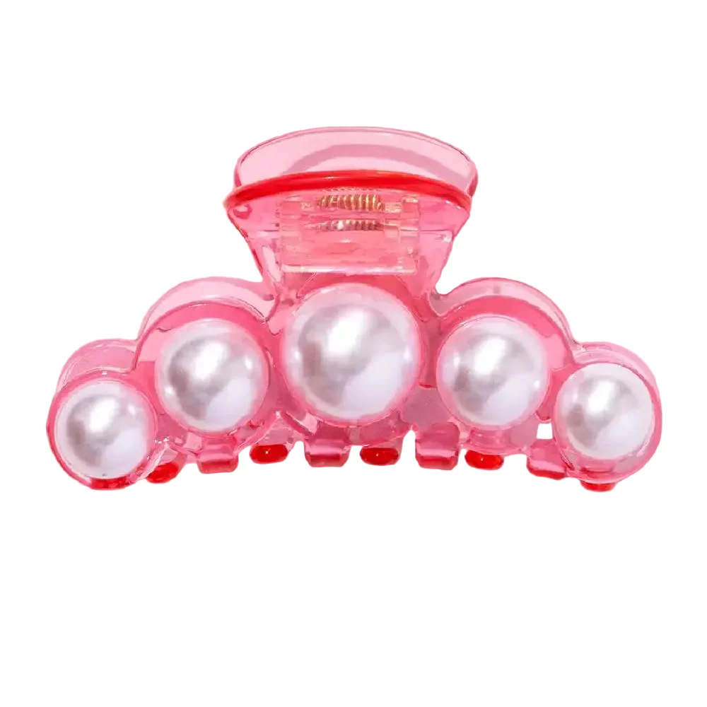 Large Hair Clip - Pink/Pearls