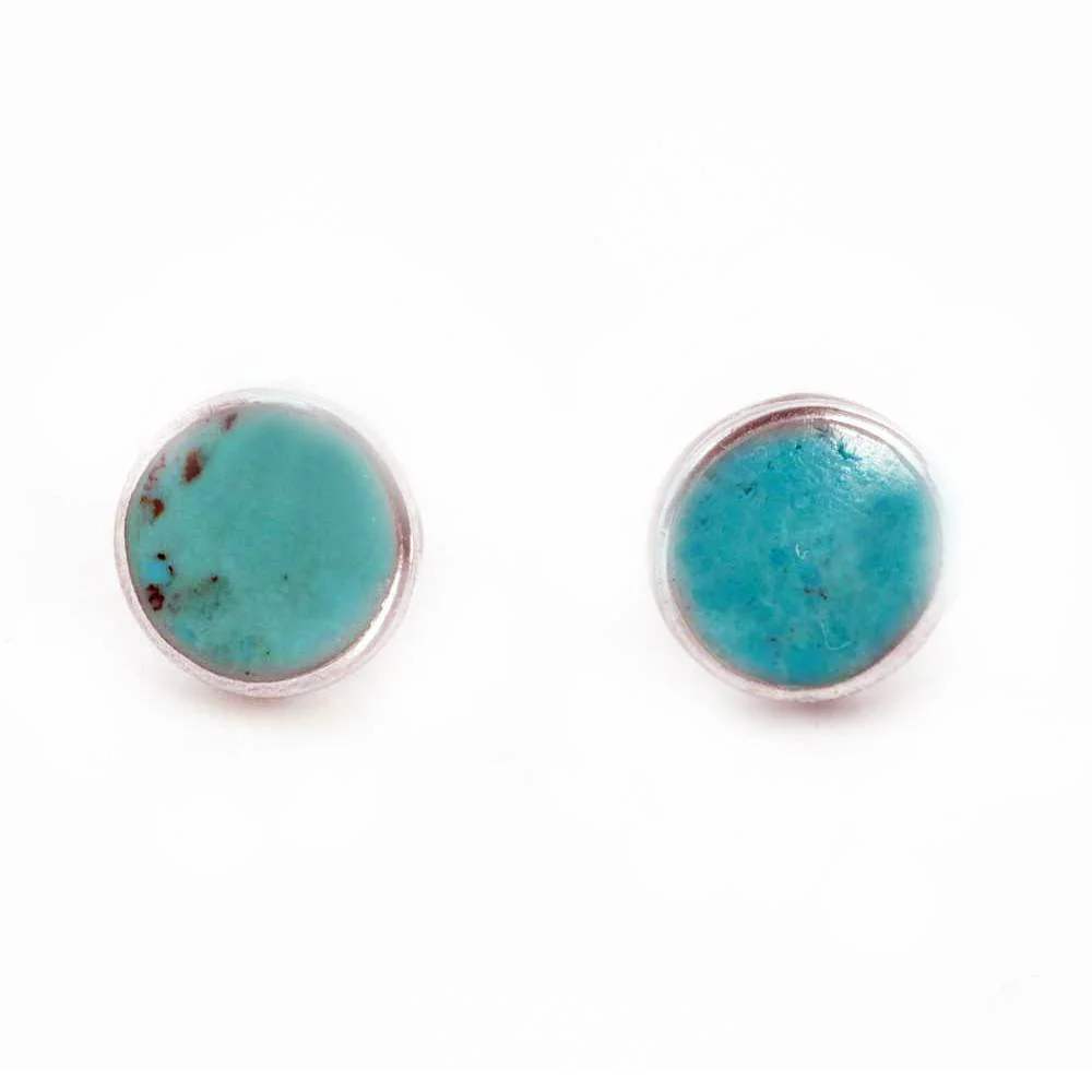 Peyote Bird Designs Large Turquoise Stud Earrings - Image 3