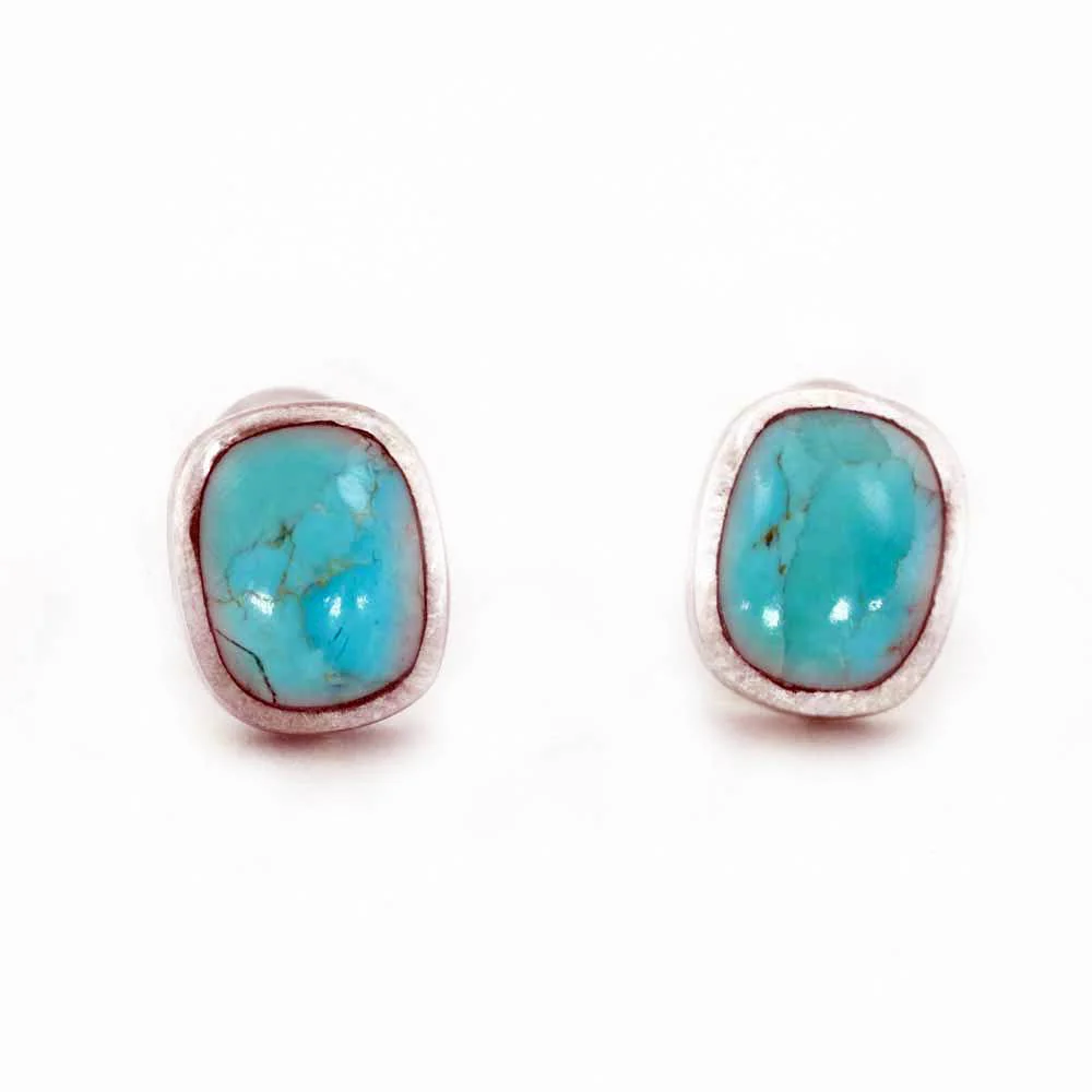 Peyote Bird Designs Large Turquoise Stud Earrings - Image 4