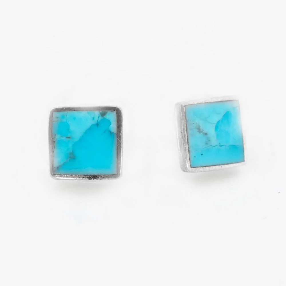 Peyote Bird Designs Large Turquoise Stud Earrings - Image 5