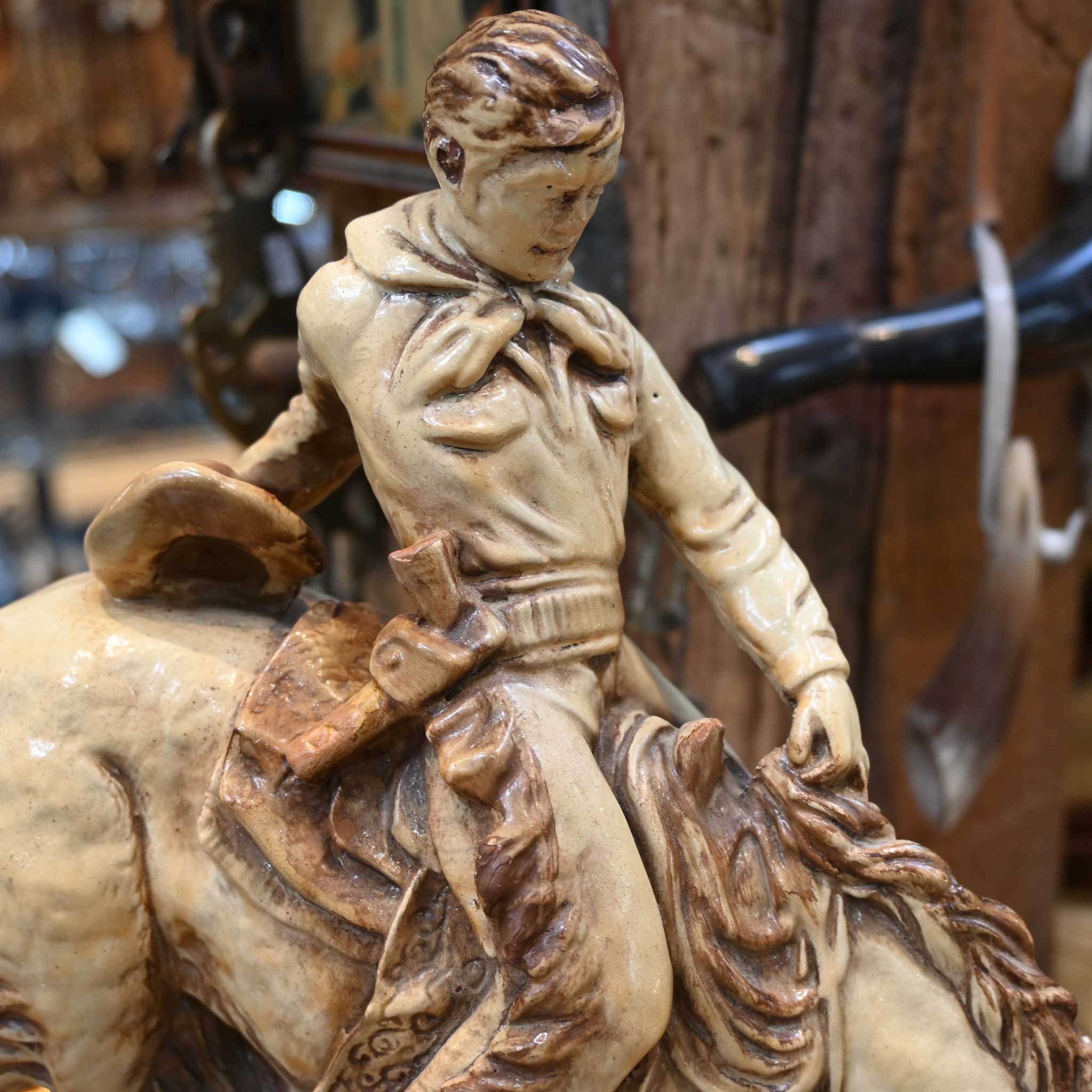 Late 1940's-50's Chalkware Buckin' Horse Statue - Image 2