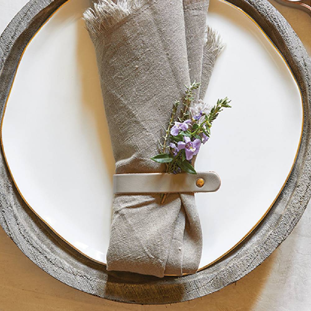 Leather Napkin Ring - Grey - FINAL SALE - Image 2