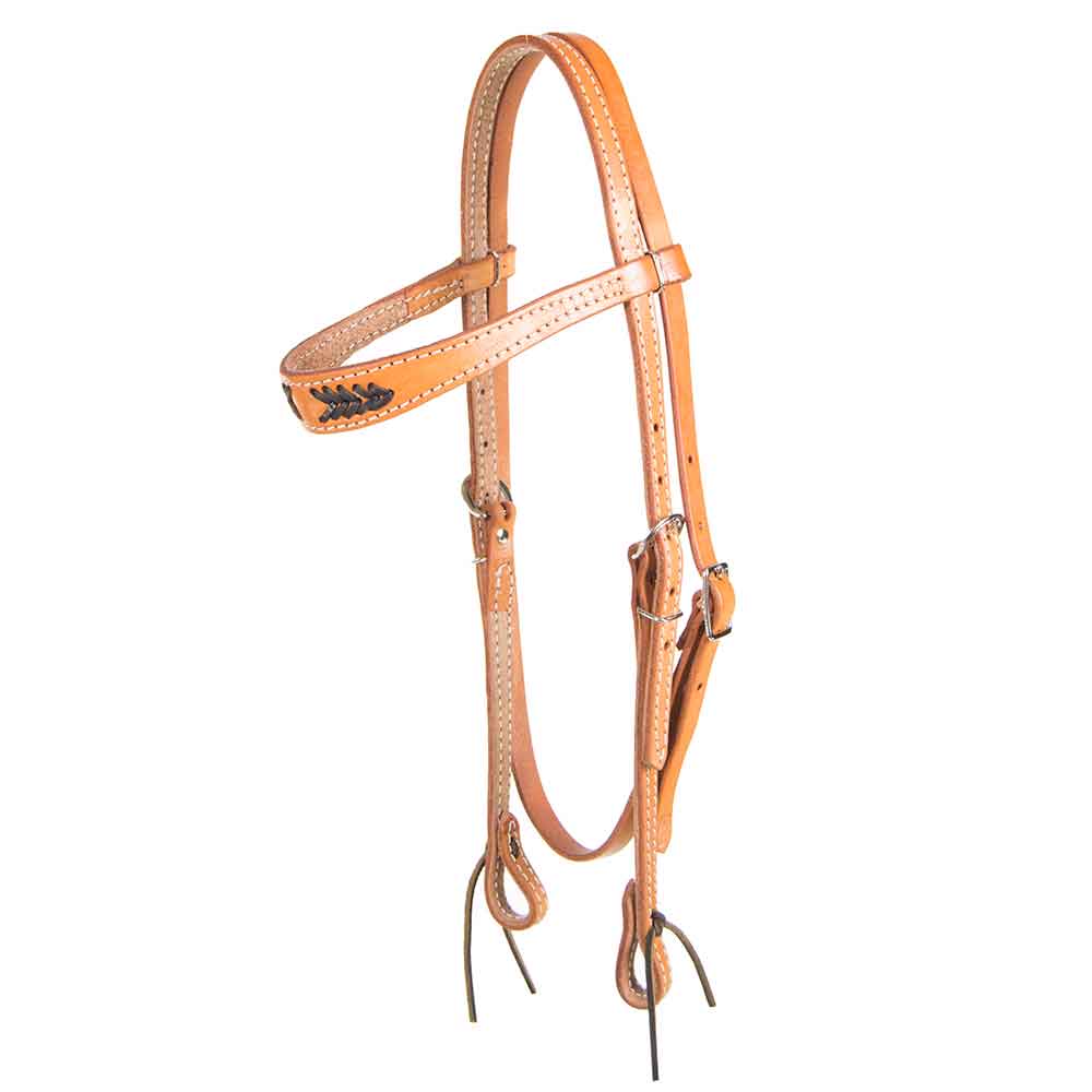 Light Oil Browband Headstall w/Brown Stitching