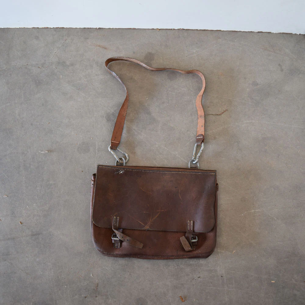 Used Vintage German Leather Saddle Bag