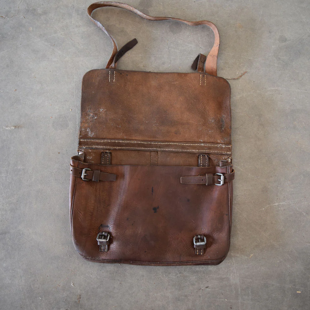 Used Vintage German Leather Saddle Bag - Image 2