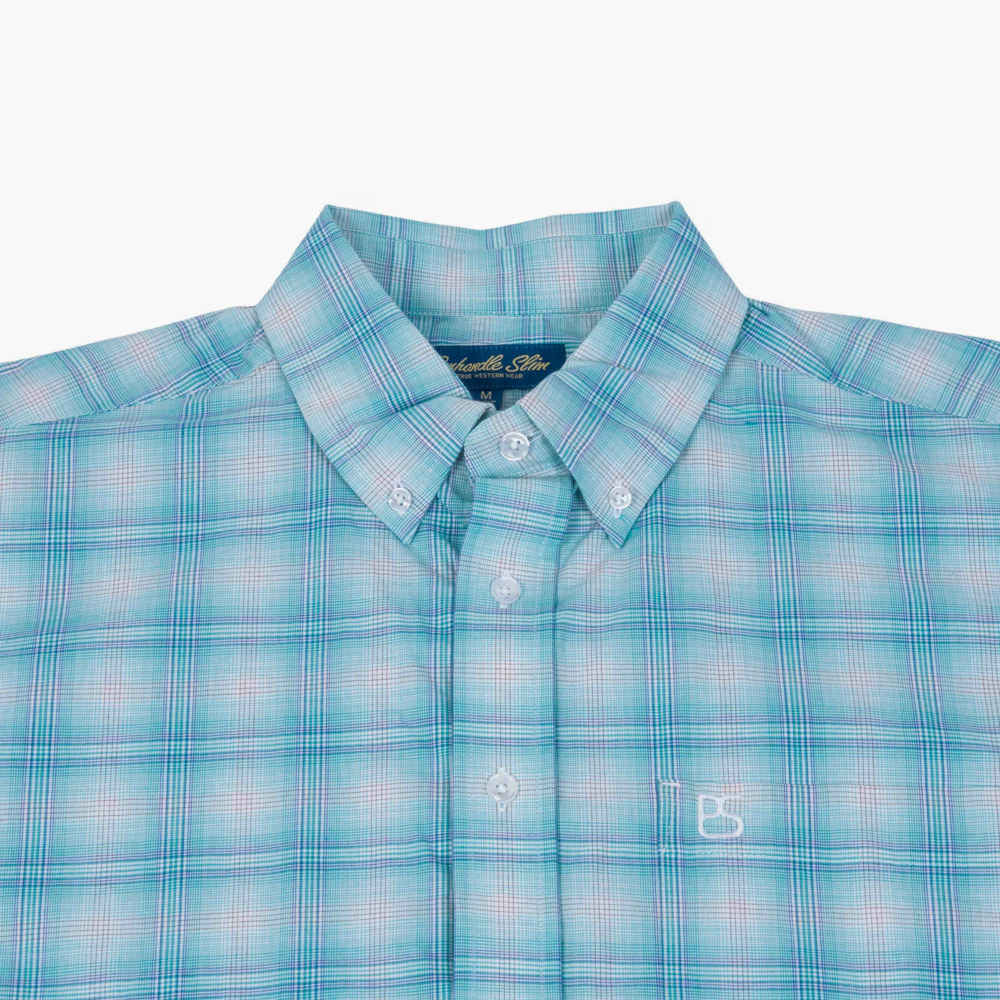 Panhandle Slim Men's Turquoise Plaid Button Down Shirt - Image 2