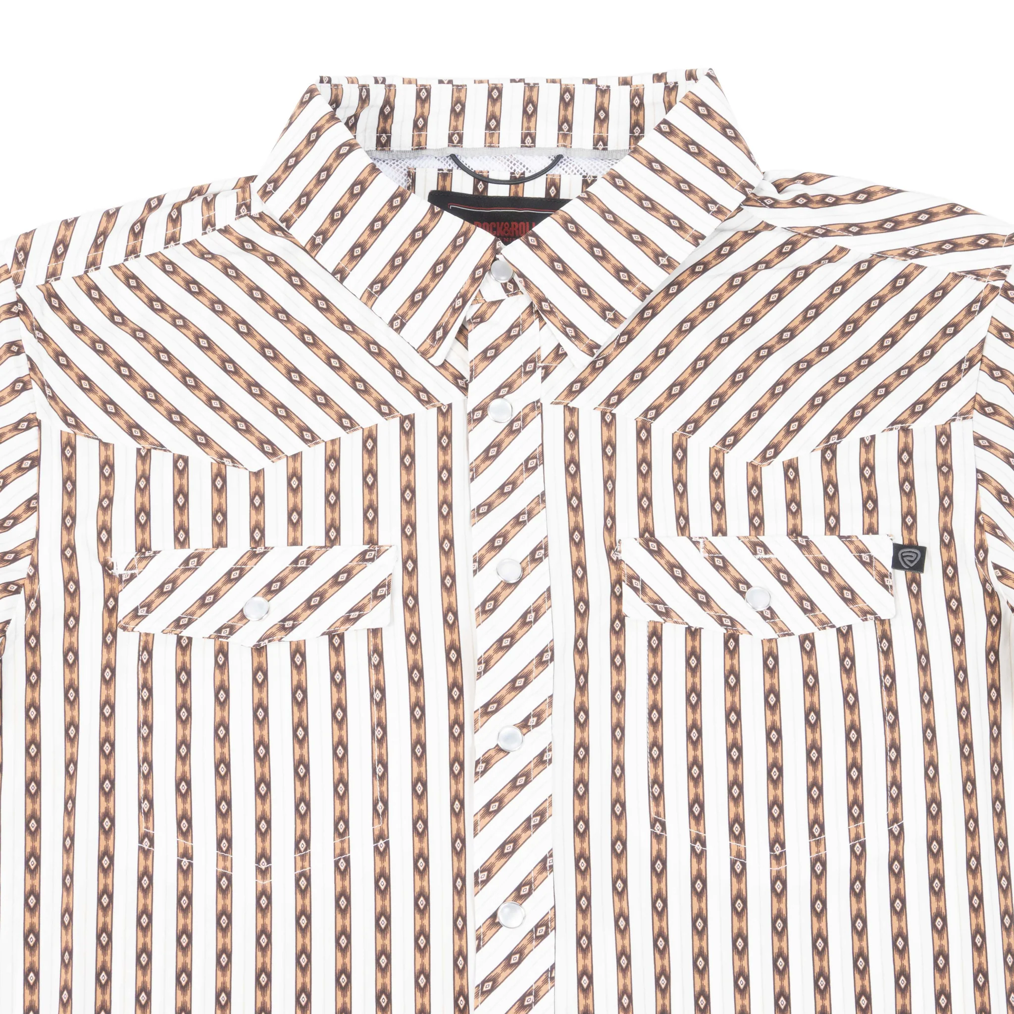 Rock & Roll Denim Men's Core Tek Stripe Brown Pearl Snap Shirt - Image 2