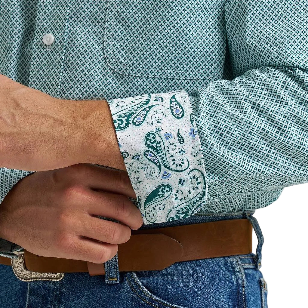 Wrangler Men's George Strait Geo Teal Button Down Shirt - Image 3