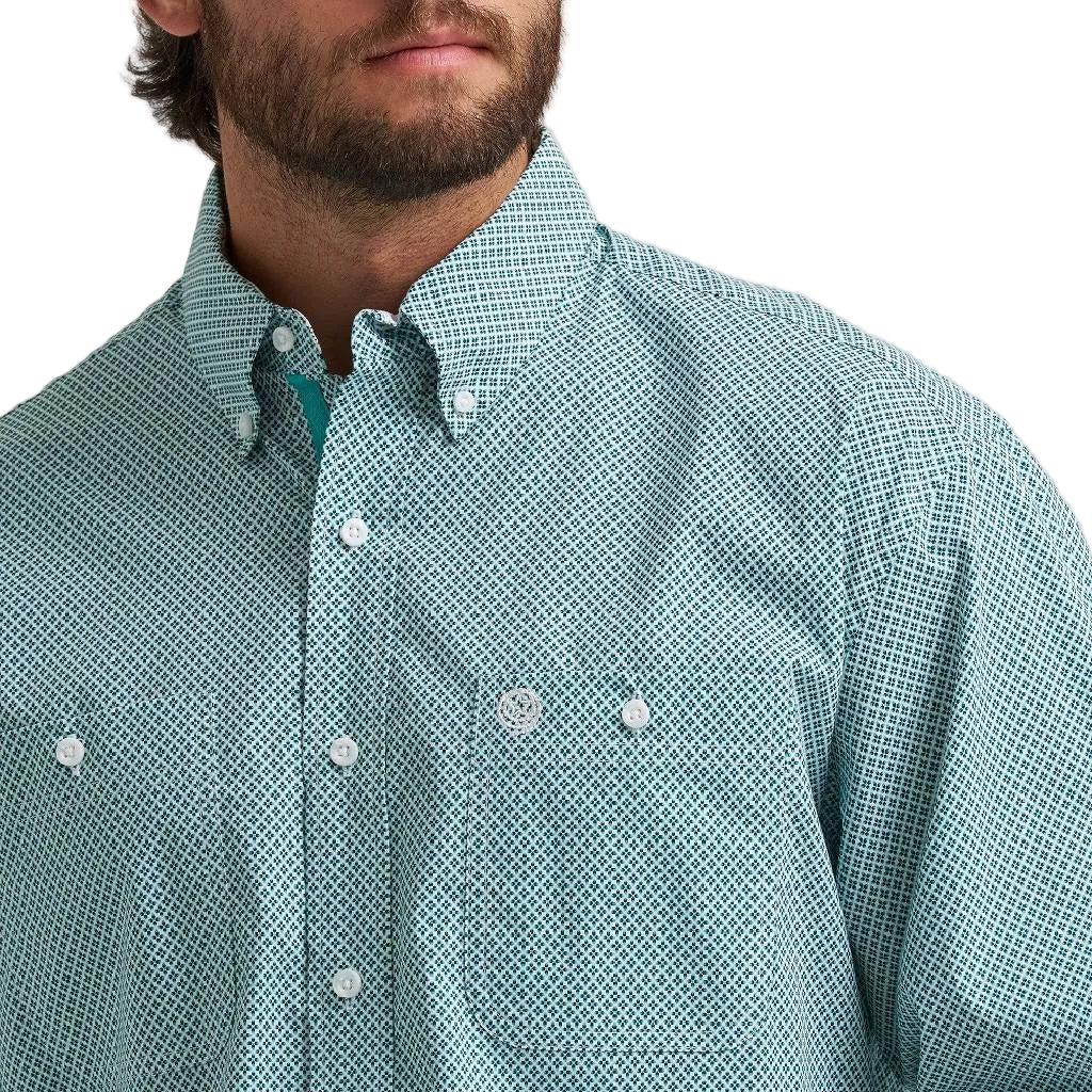 Wrangler Men's George Strait Geo Teal Button Down Shirt - Image 4