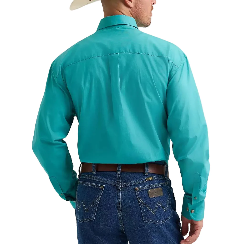 Wrangler Men's George Strait Solid Teal Button Down Shirt - Image 2