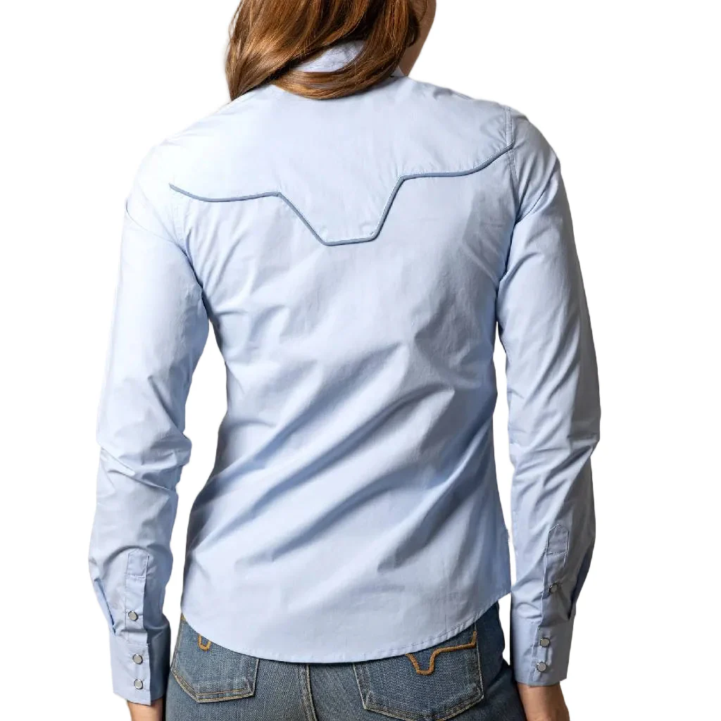 Kimes Ranch Women's Logo Horn Light Blue Blouse - Image 2