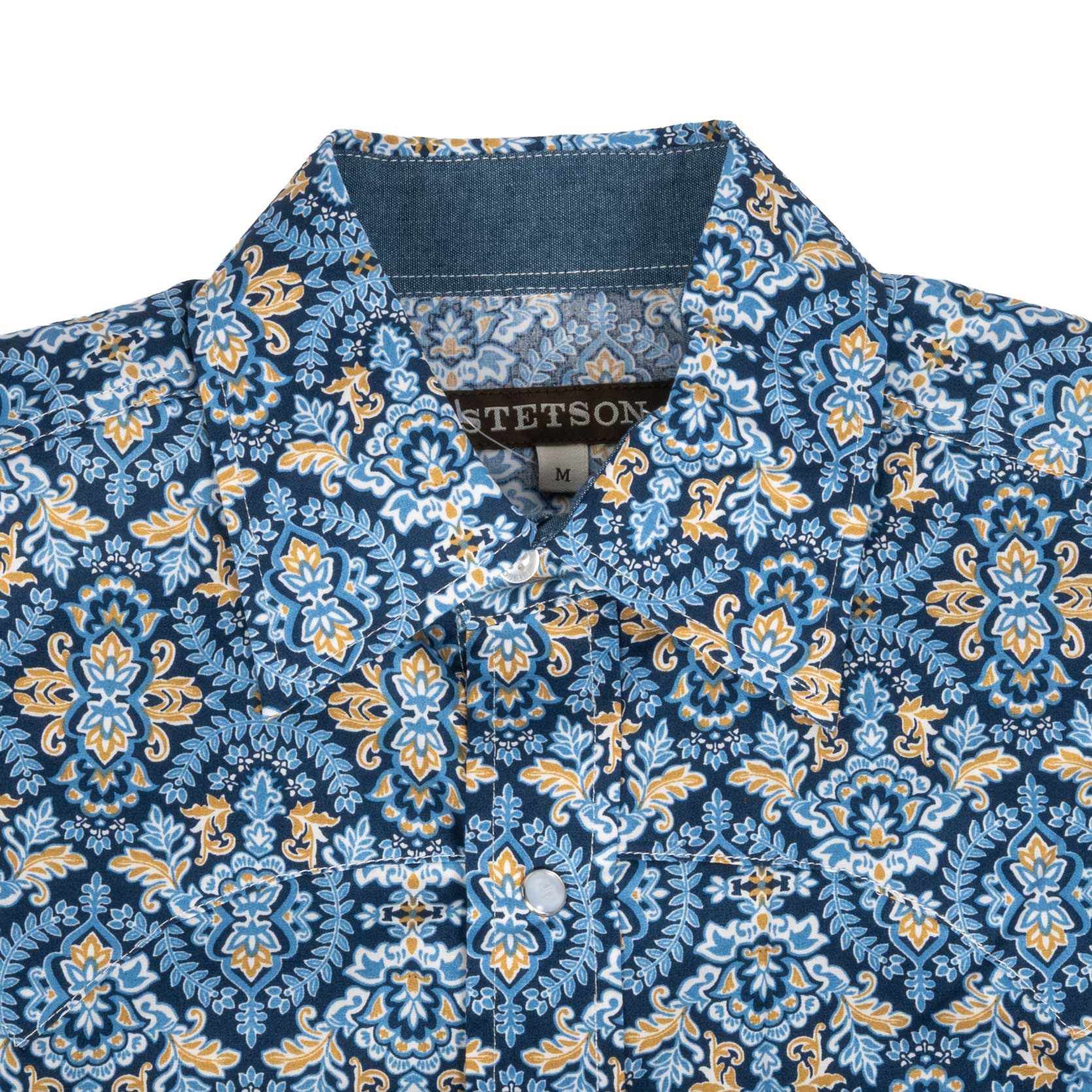 Stetson Men's Medallion Paisley Blue Snap Shirt - Image 3