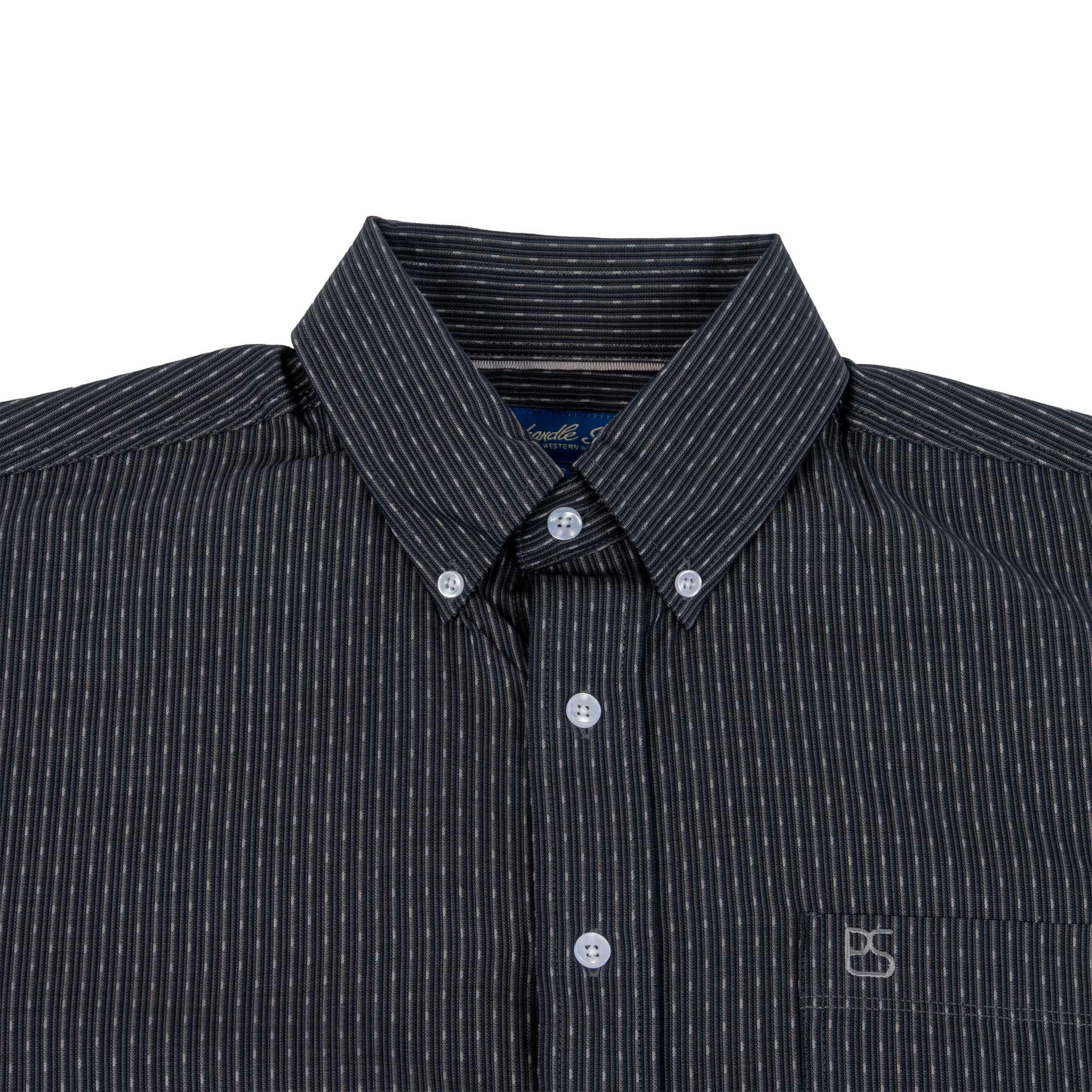 Panhandle Slim Men's Black Button Down Pin Stripe Shirt - Image 3