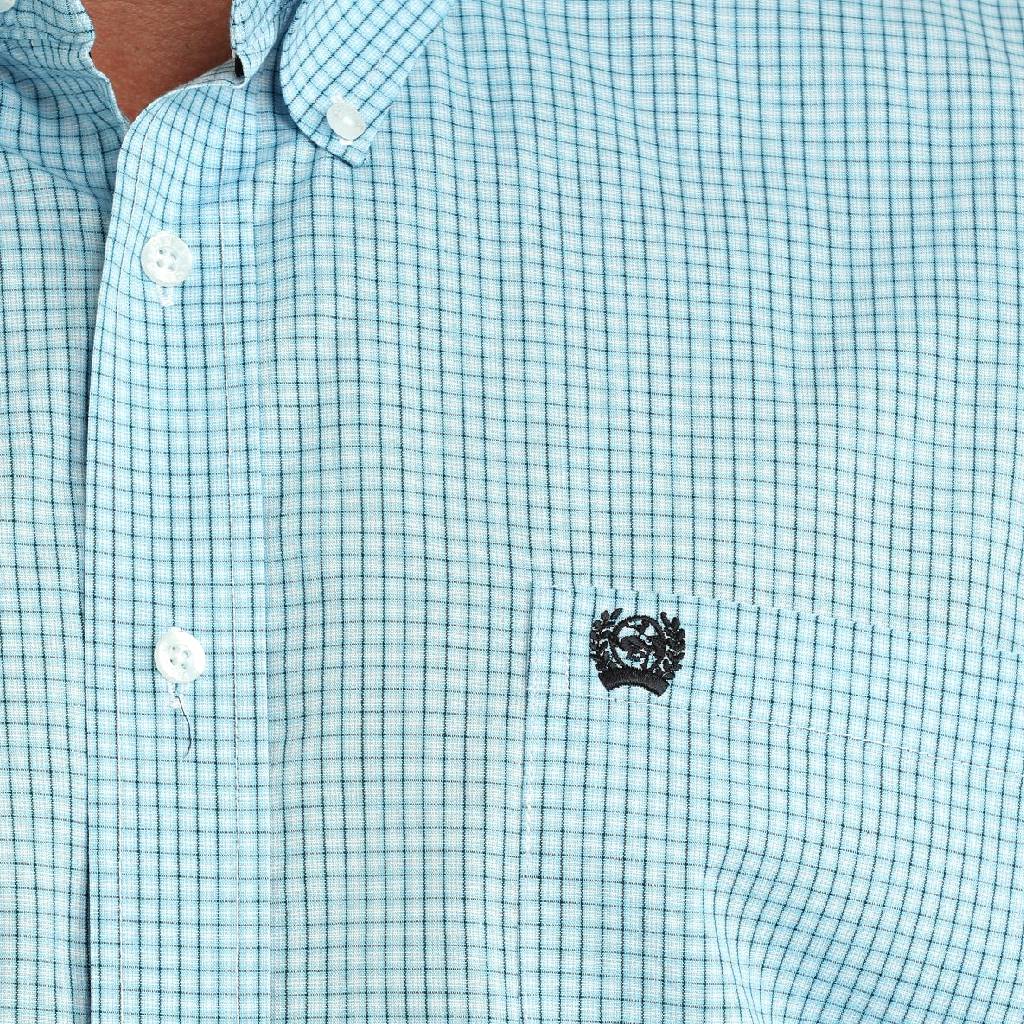 Cinch Men's Plaid Blue Button Down Shirt - Image 2