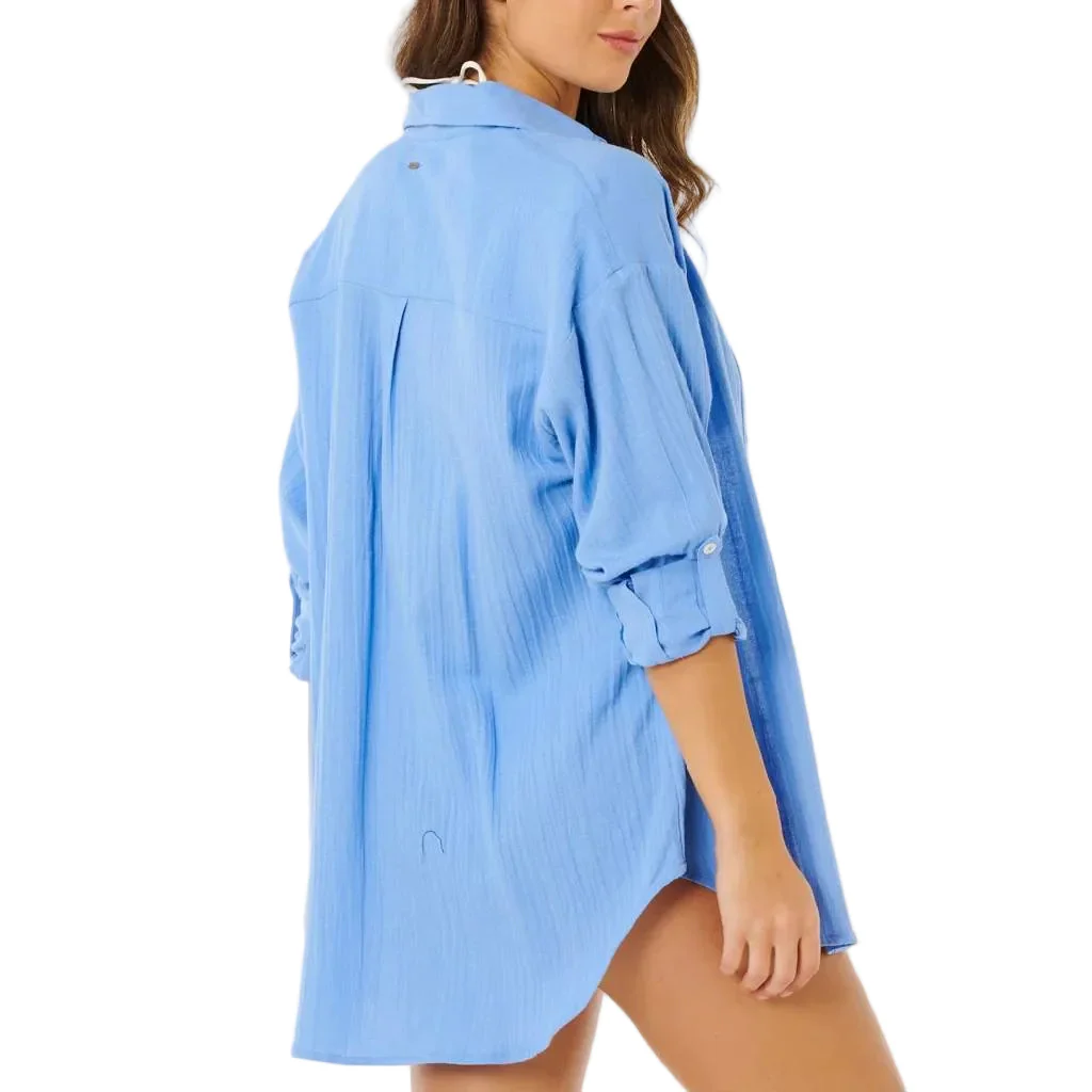 Rip Curl Women's Premium Linen Cornflower Blue Shirt - Image 2