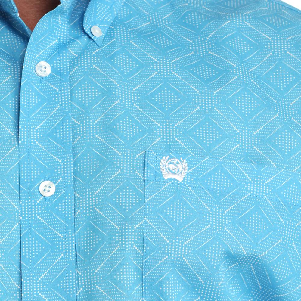 Cinch Men's Geo Printed Blue Button Down Shirt - Image 2