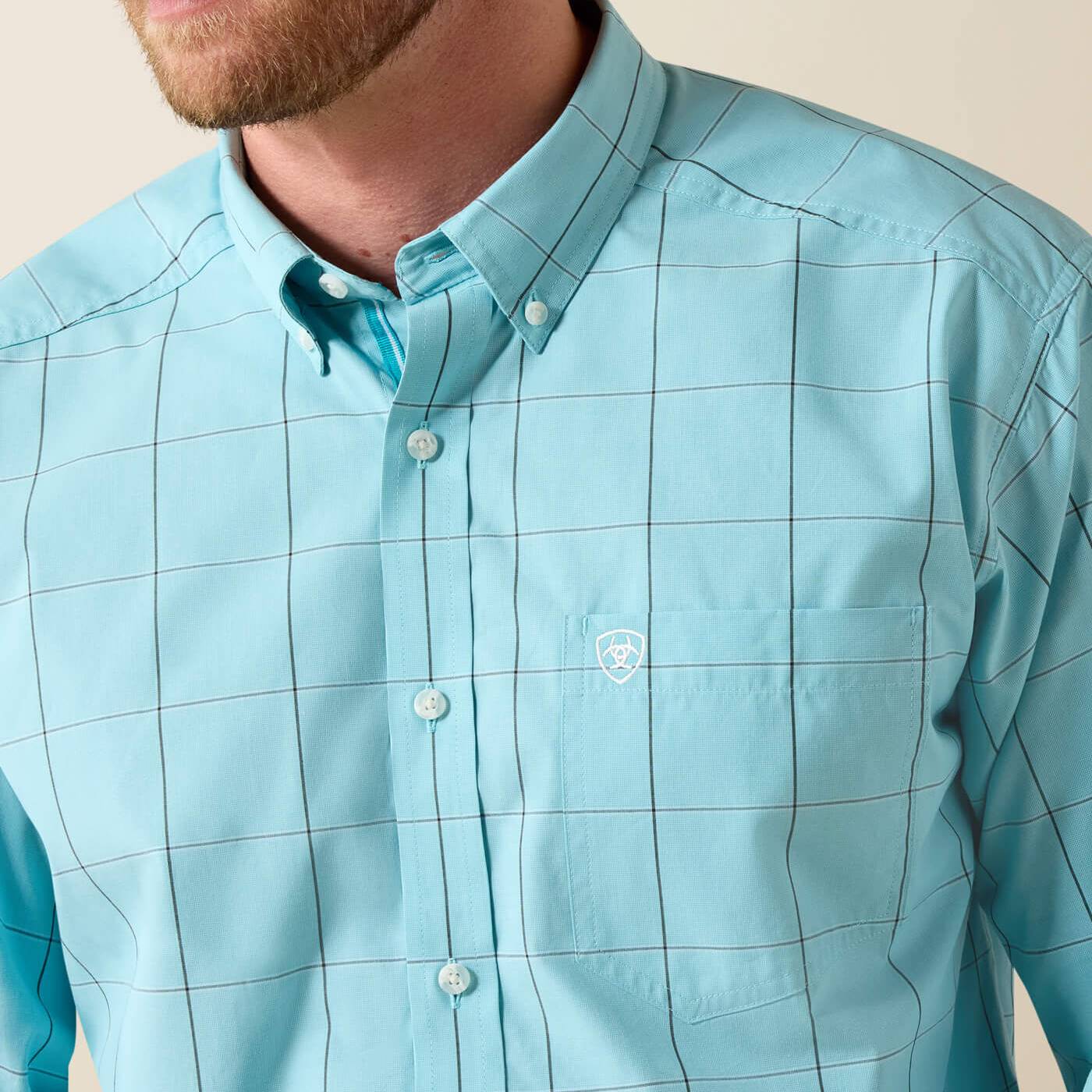 Ariat Men's Pro Series Platt Classic Fit Blue Elixer Plaid Button Down Shirt - Image 2