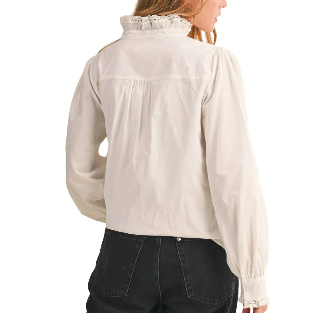 Ruffle Lace Trim Top Off White - Image 2
