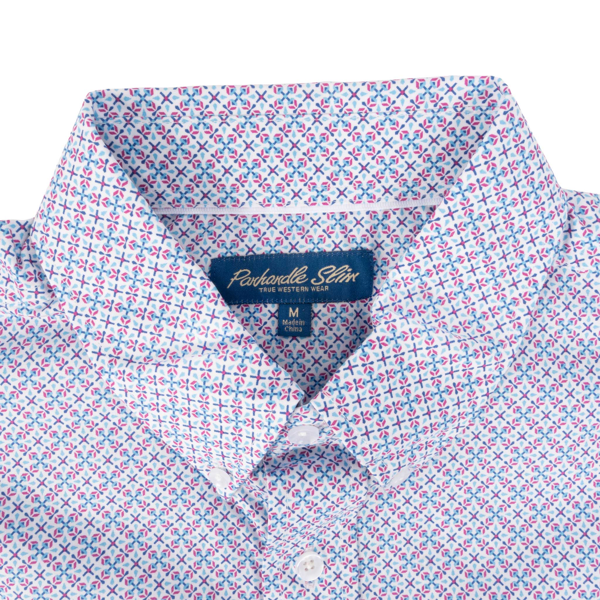 Panhandle Slim Men's Pink Geo Print Button Down Shirt - Image 3