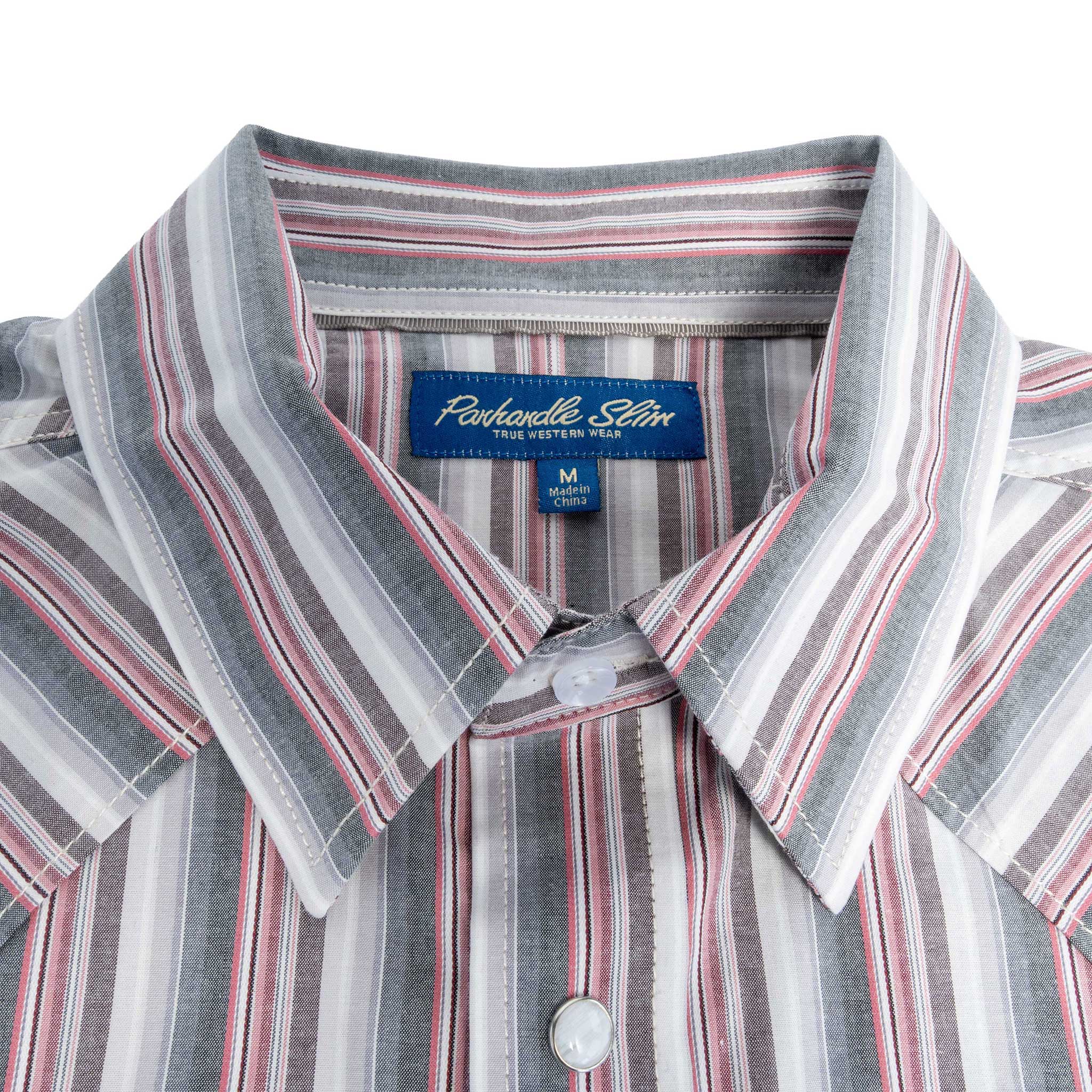 Panhandle Slim Men's Maroon Stripe Pearl Snap Shirt - Image 3