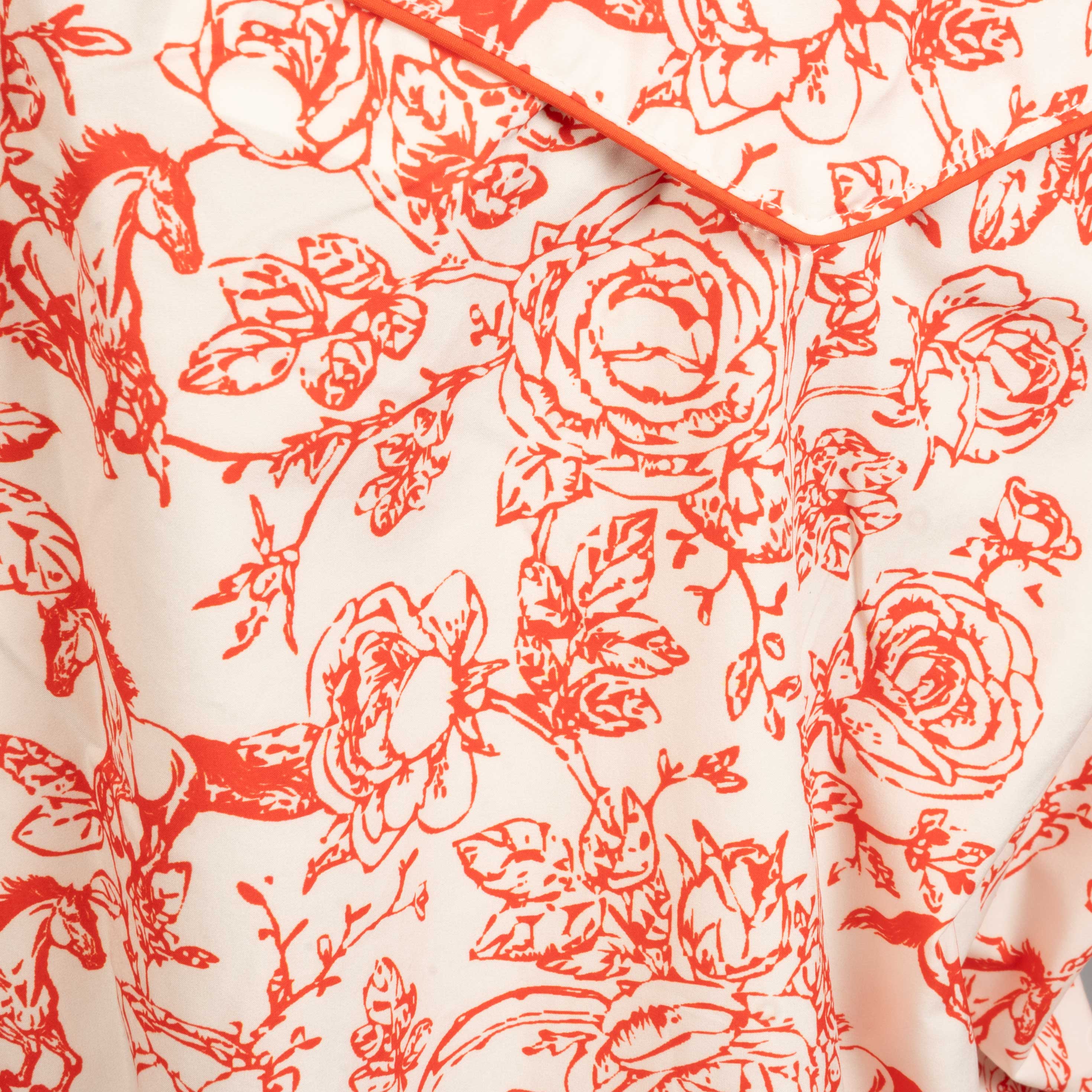 Howdy Hanny Red Flower Horse Pearl Snap Shirt - Image 3