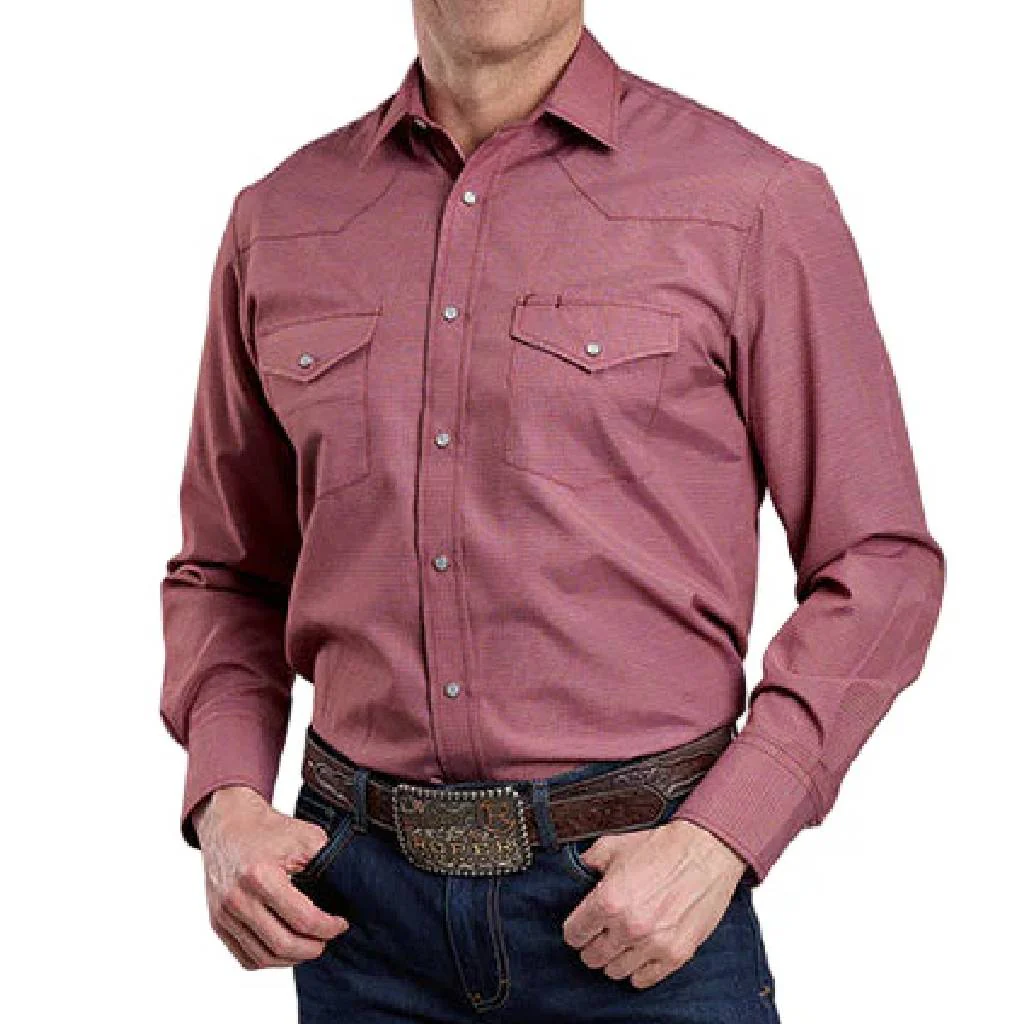 Roper Men's Snap Tone On Tone Basket Weave Snap Shirt