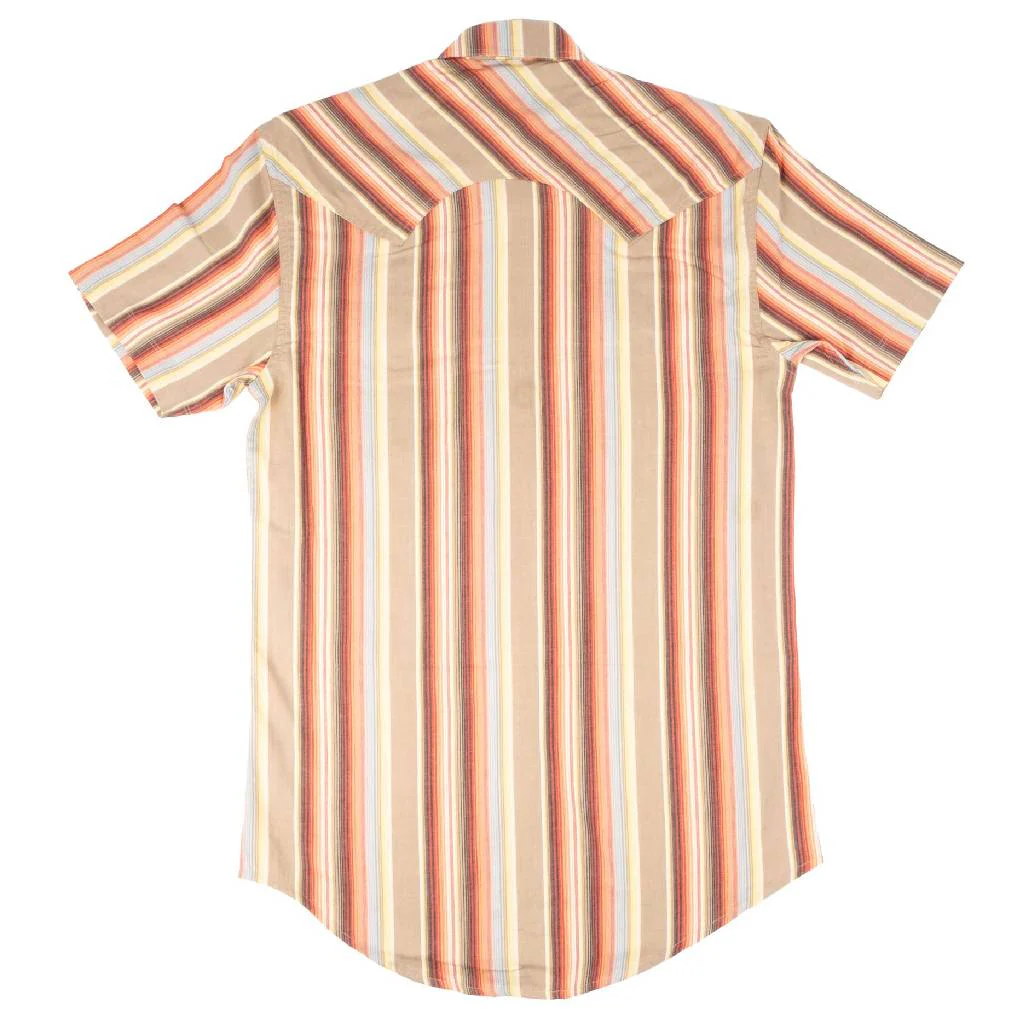Rock & Roll Denim Men's Vintage Stripe Dark Brown Pearl Snap Shirt - Image 2
