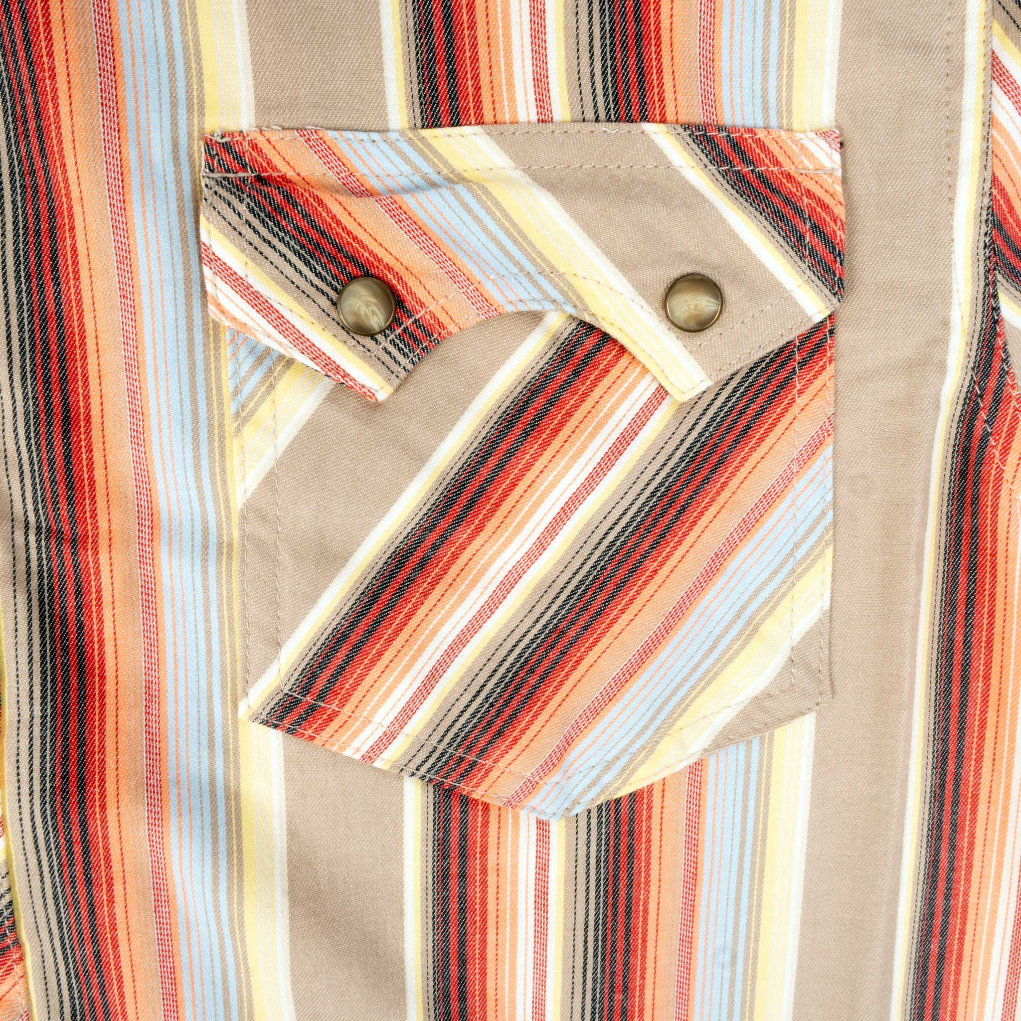 Rock & Roll Denim Men's Vintage Stripe Dark Brown Pearl Snap Shirt - Image 3