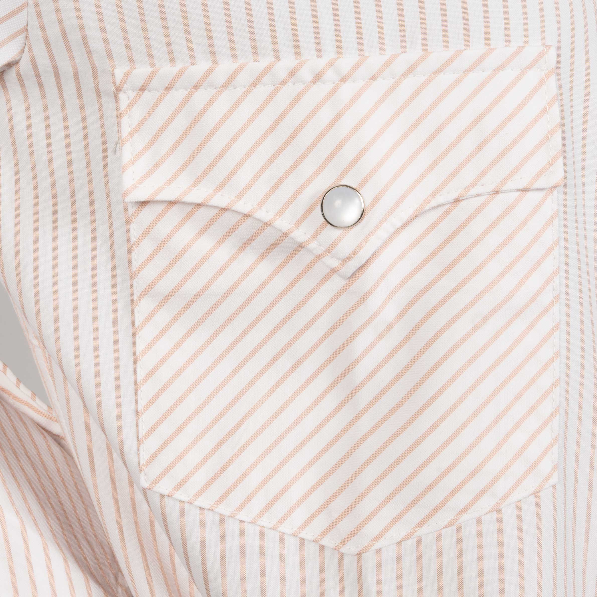 Howdy Hanny Vintage Style Peach Stripe Pearl Snap Shirt - Image 3