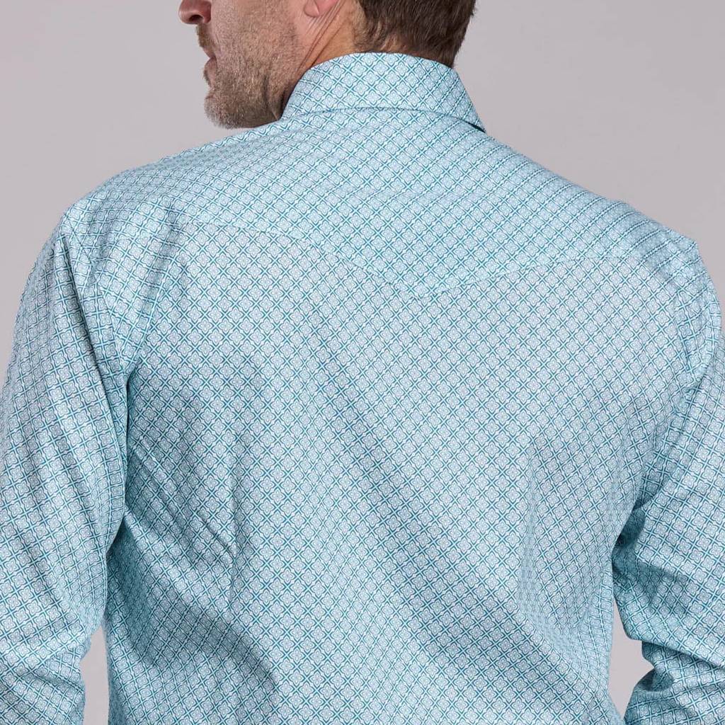 Roper Men's Foulard Teal Western Pearl Snap Shirt - Image 2