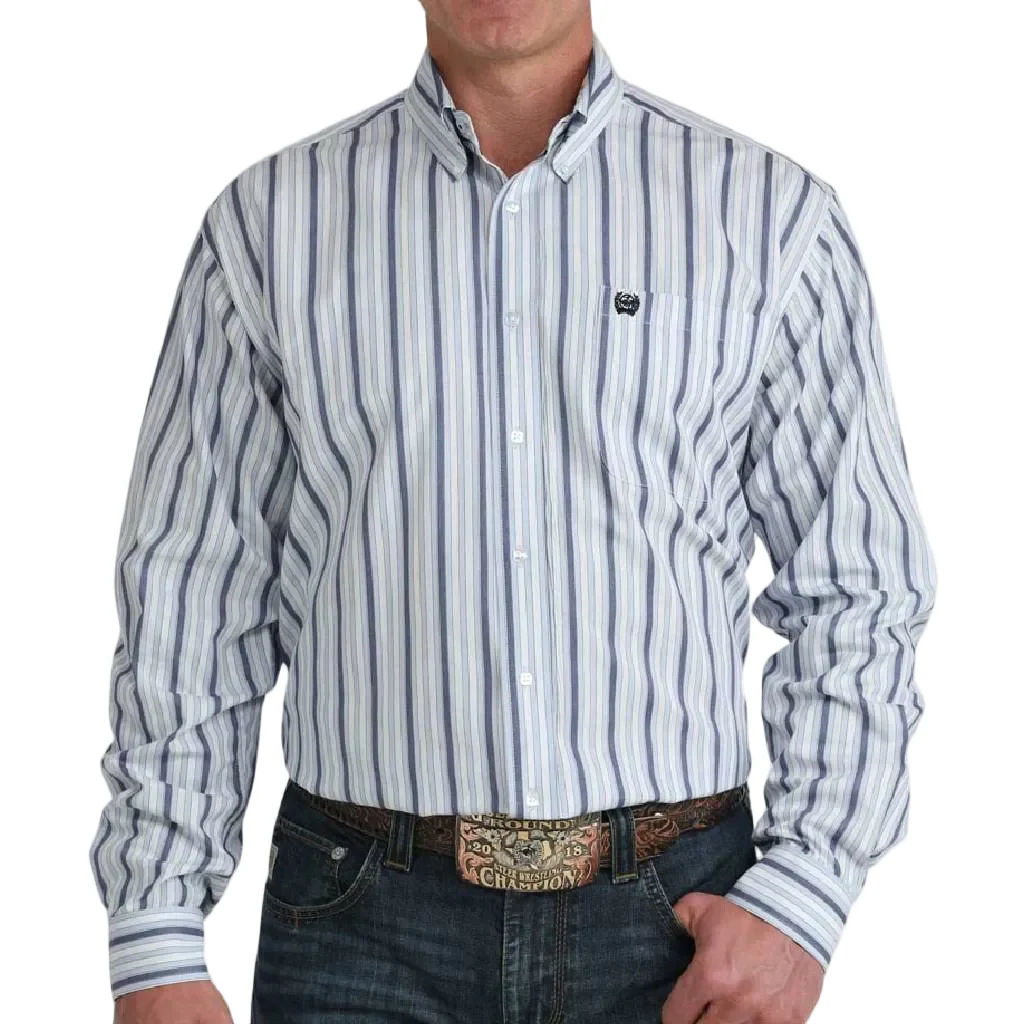 Cinch Men's Stripe Light Blue Button Down Shirt