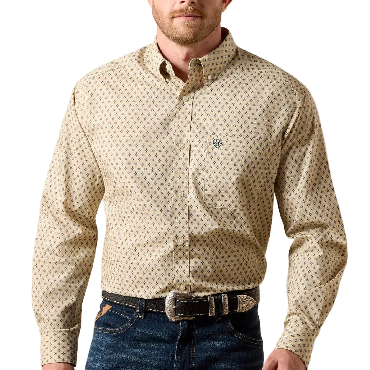 Ariat Men's Stu Classic Fit Irish Cream Southwest Motif Print Button Down Shirt