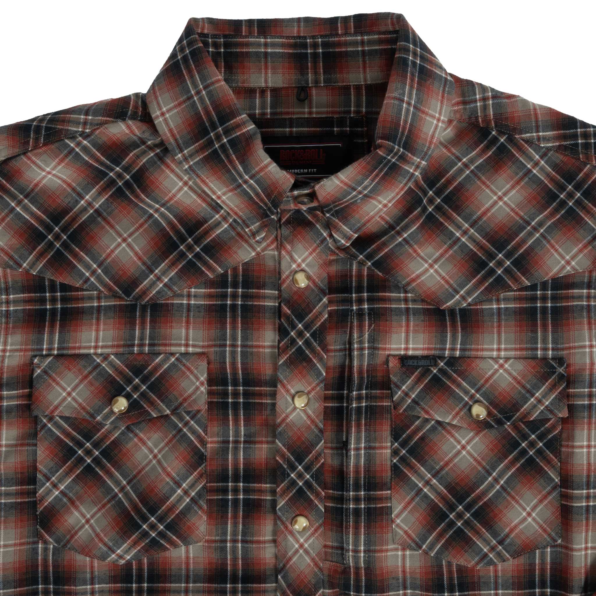 Rock & Roll Denim Men's Western Tek Plaid Snap Shirt - Image 2